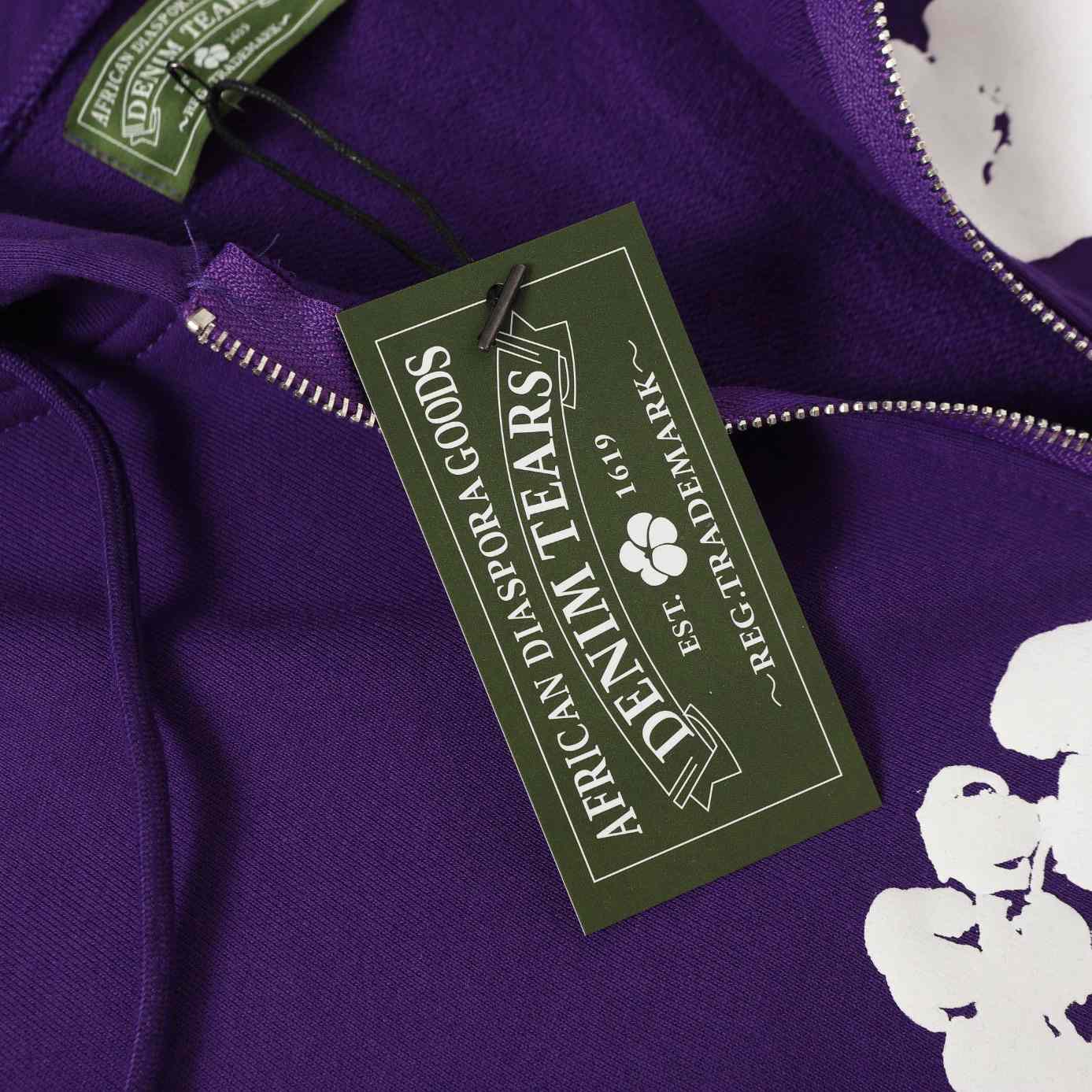 Denim Tears Cotton Wreath Zip Hoodie Purple - EUR FASHION