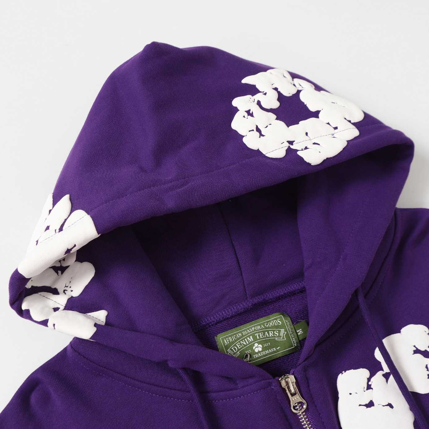 Denim Tears Cotton Wreath Zip Hoodie Purple - EUR FASHION