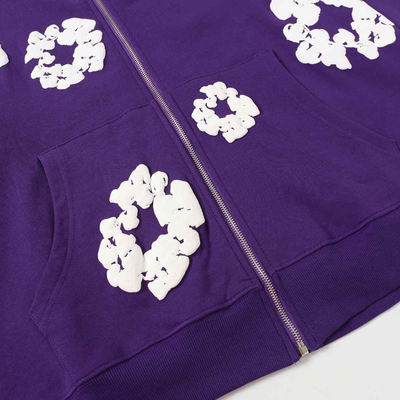 Denim Tears Cotton Wreath Zip Hoodie Purple - EUR FASHION