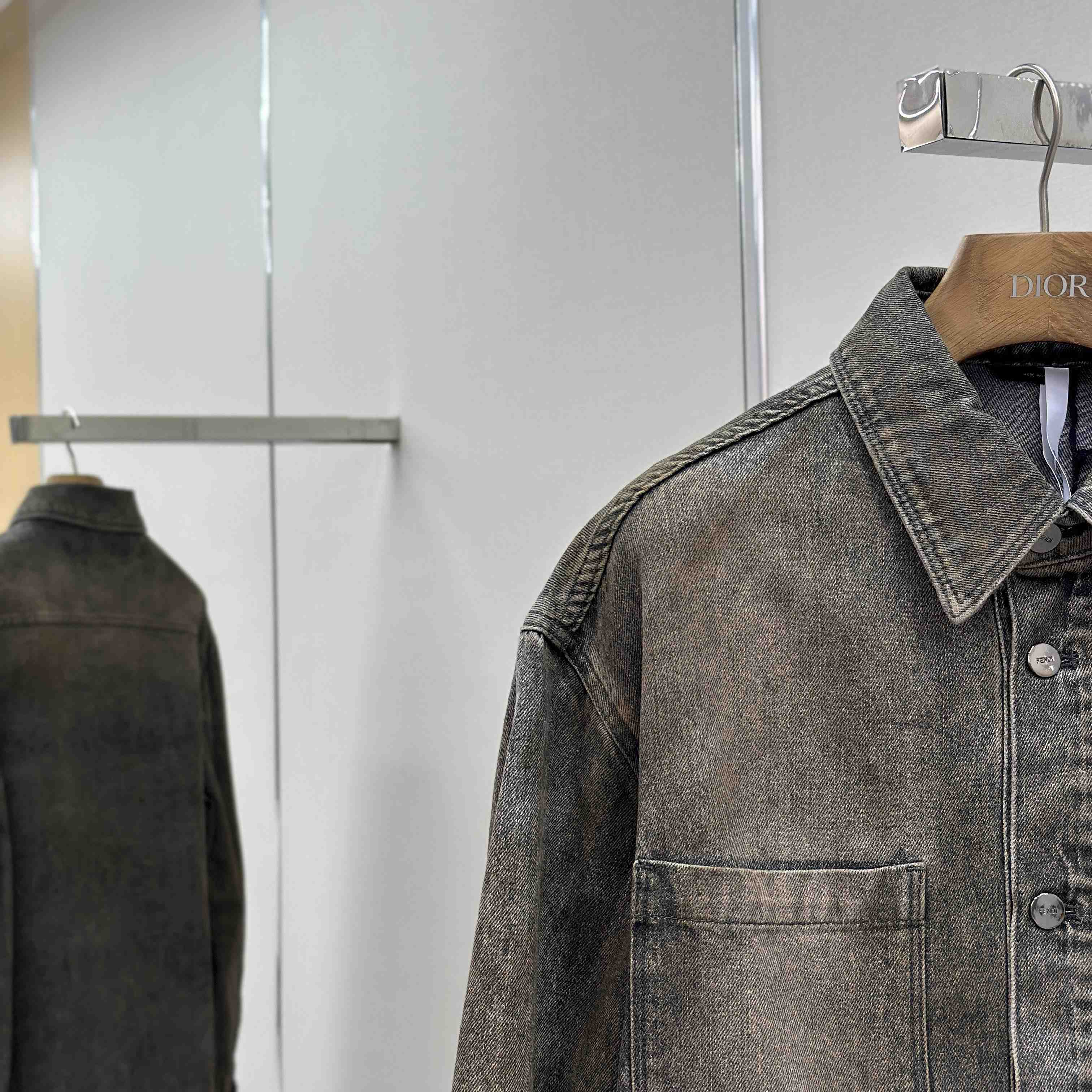 Fendi Grey Overdyed Denim Shirt - EUR FASHION