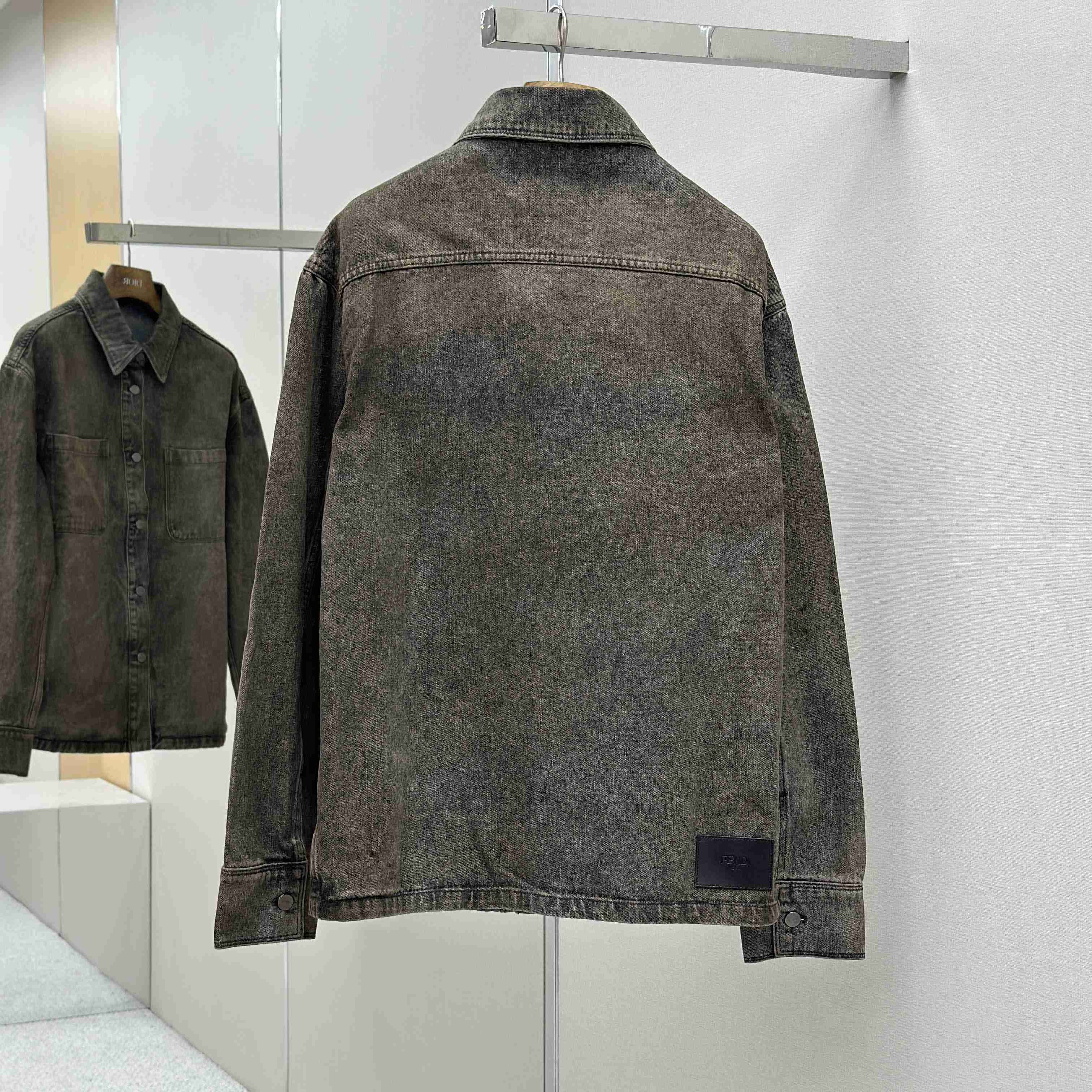 Fendi Grey Overdyed Denim Shirt - EUR FASHION