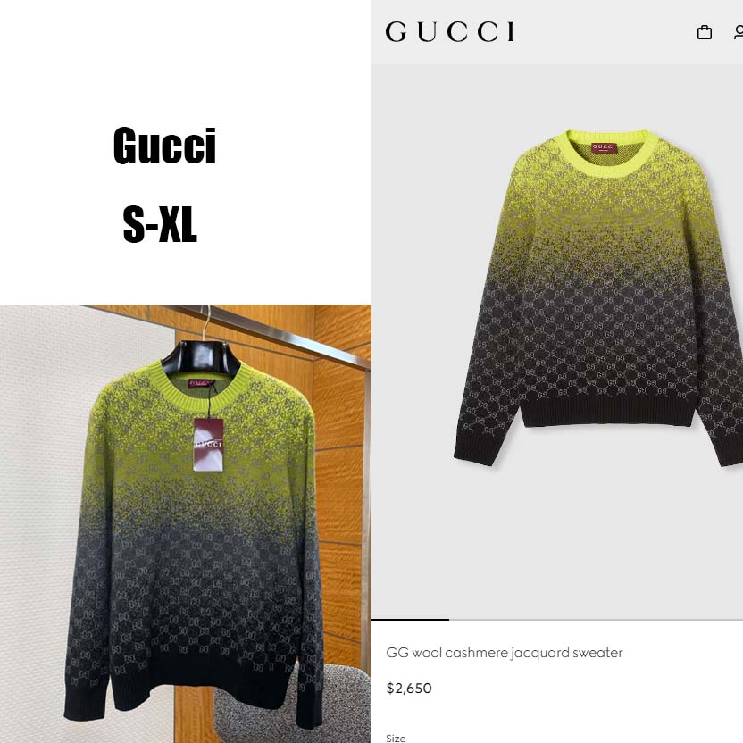 Gucci GG Wool Cashmere Jacquard Sweater - EUR FASHION