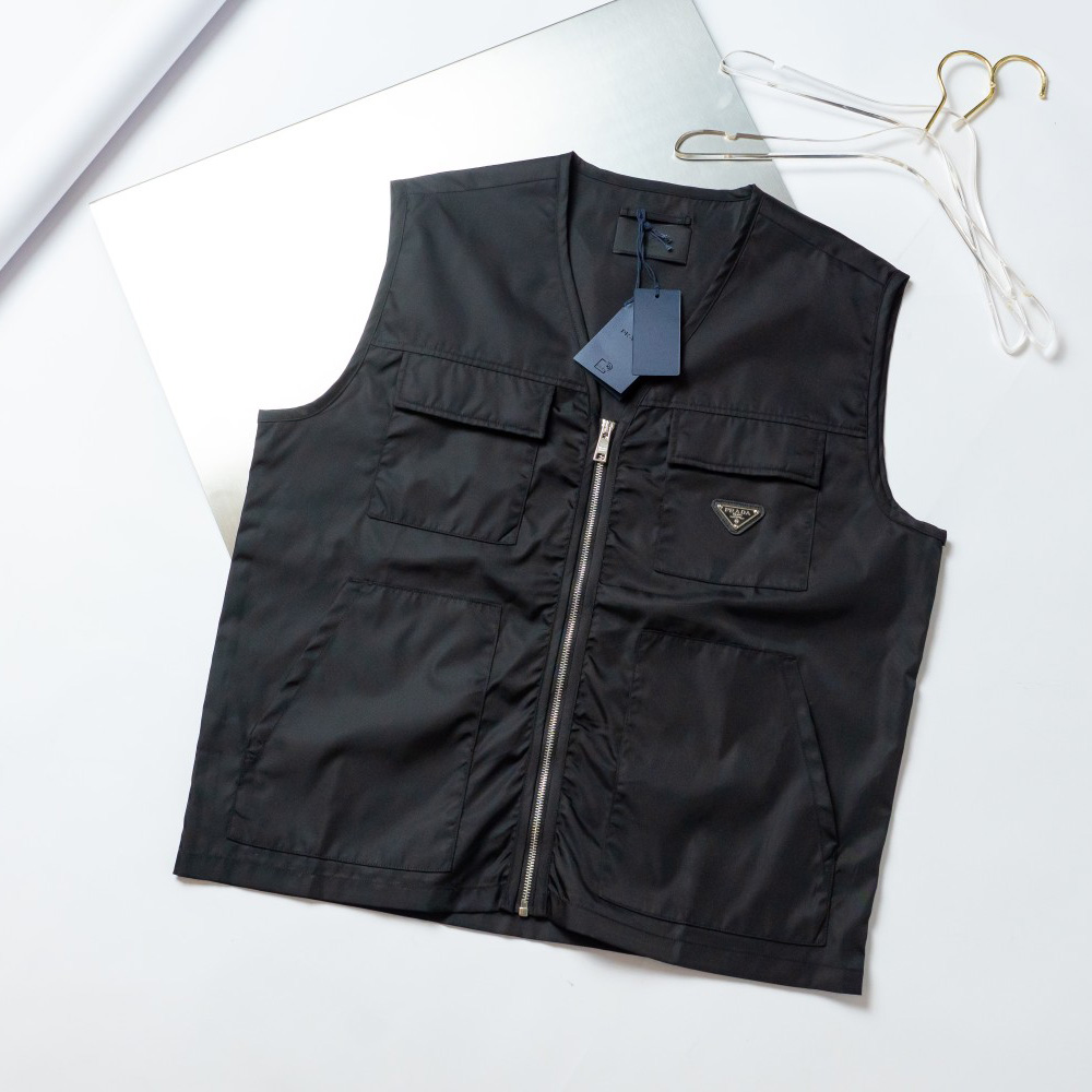 Prada Re-Nylon V-neck Vest In Black - EUR FASHION