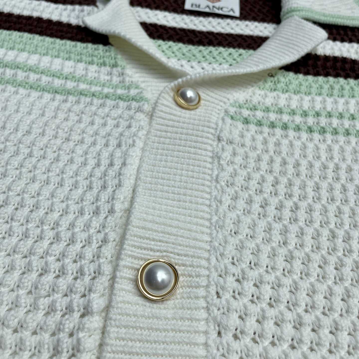 Casablanca Cotton Tennis Short Sleeve Crochet Shirt    Z6033 - EUR FASHION