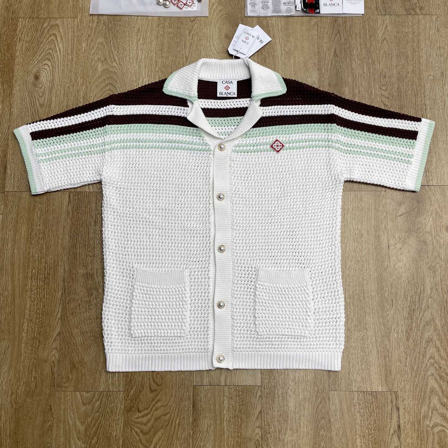 Casablanca Cotton Tennis Short Sleeve Crochet Shirt    Z6033 - EUR FASHION