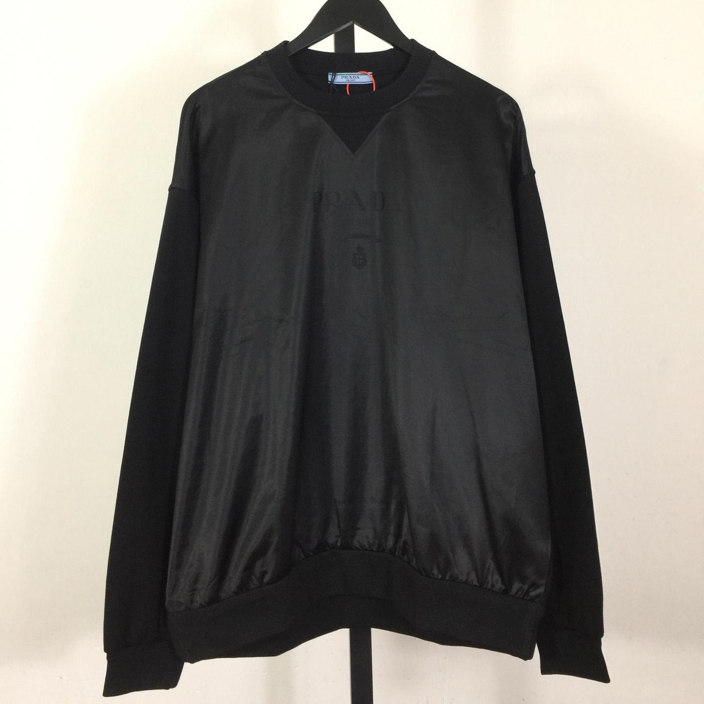 Prada Recycled Nylon Fleece-Sleeve Pullover Top - EUR FASHION