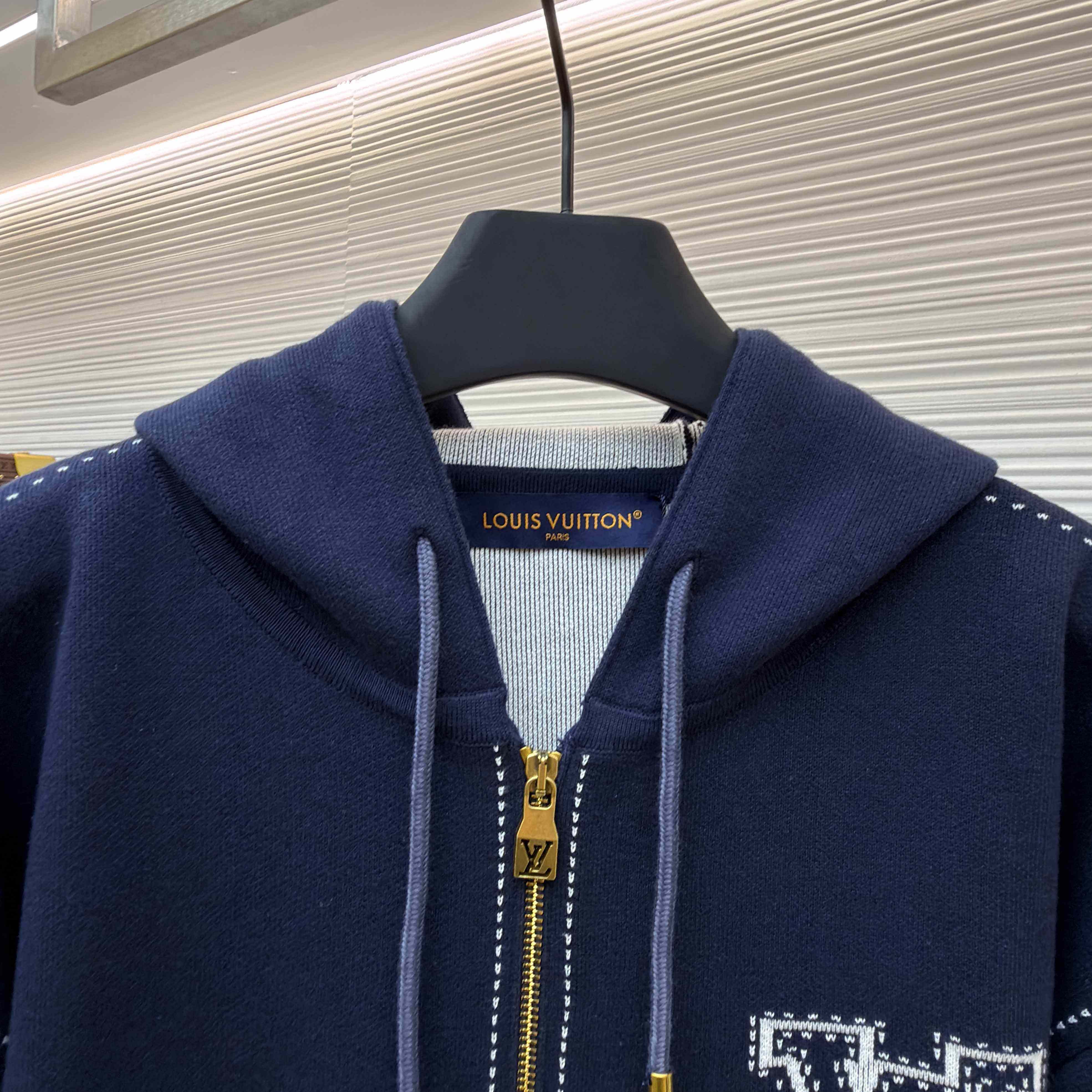 Louis Vuitton Graphic Intarsia Zipped Cotton Hoodie  - EUR FASHION