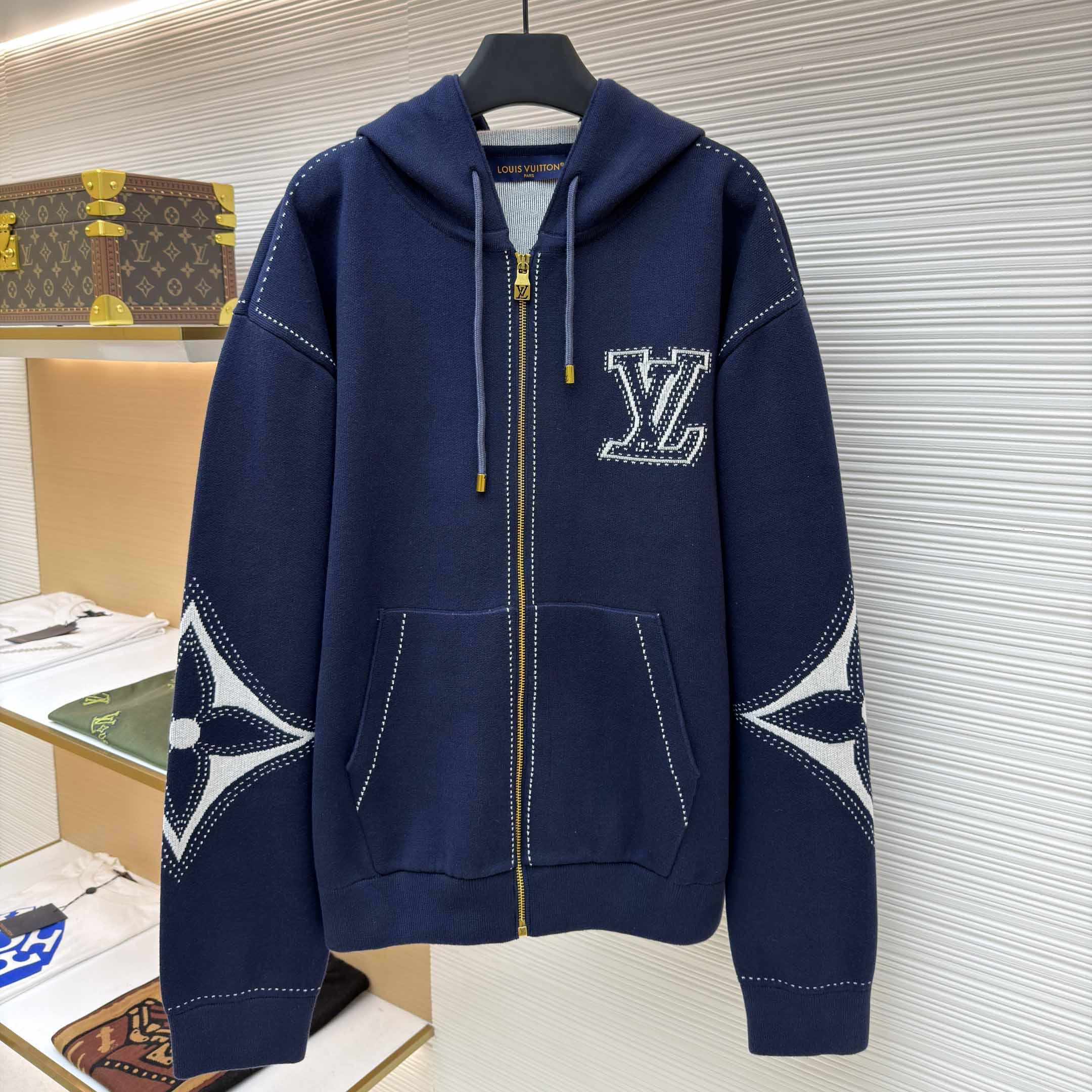 Louis Vuitton Graphic Intarsia Zipped Cotton Hoodie  - EUR FASHION
