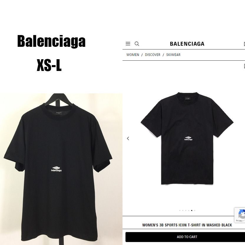 Balenciaga 3B Sports Icon T-Shirt In Washed Black Dry Fleece - EUR FASHION