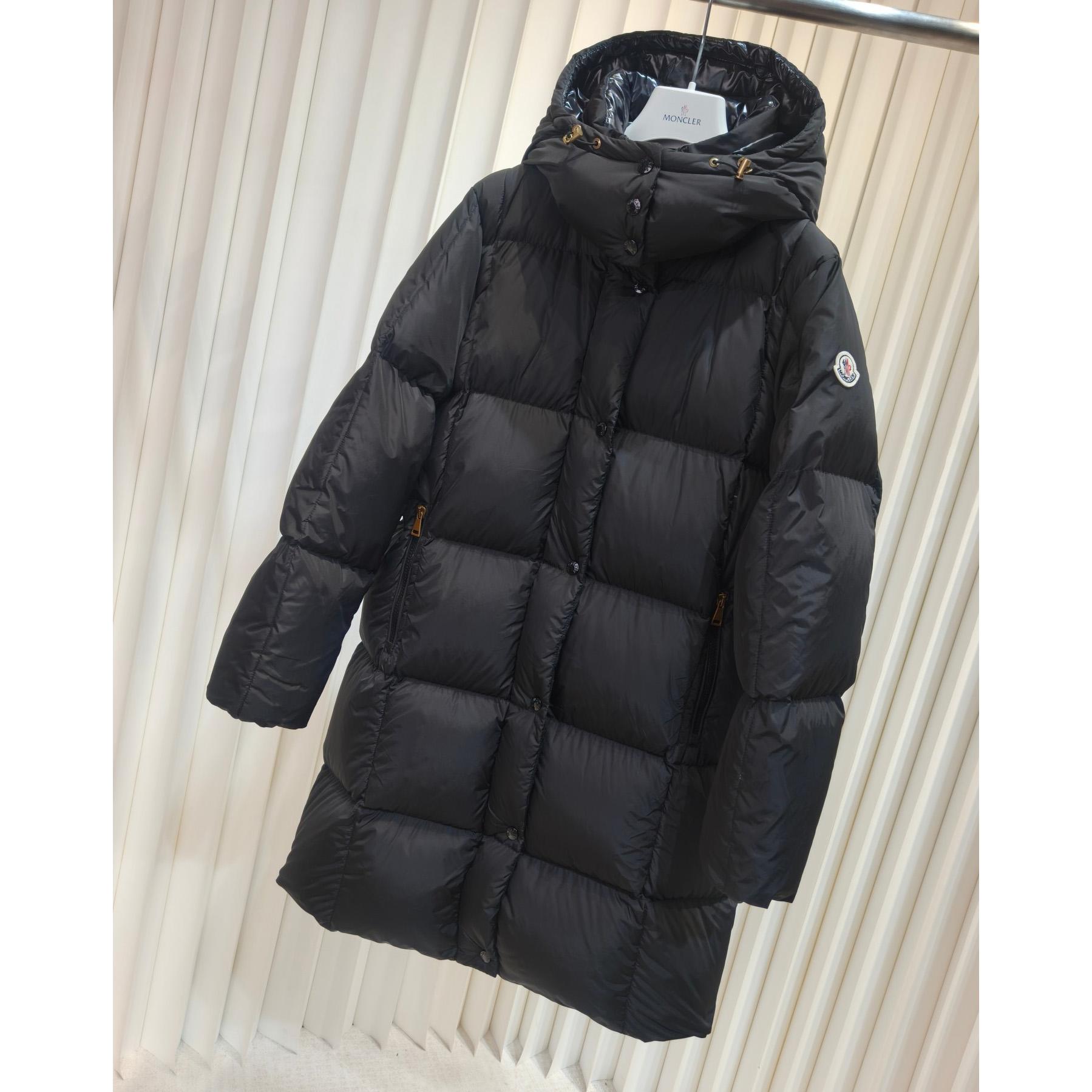 Moncler Litte Square-Quilted Hooded Long Down Jacket - EUR FASHION