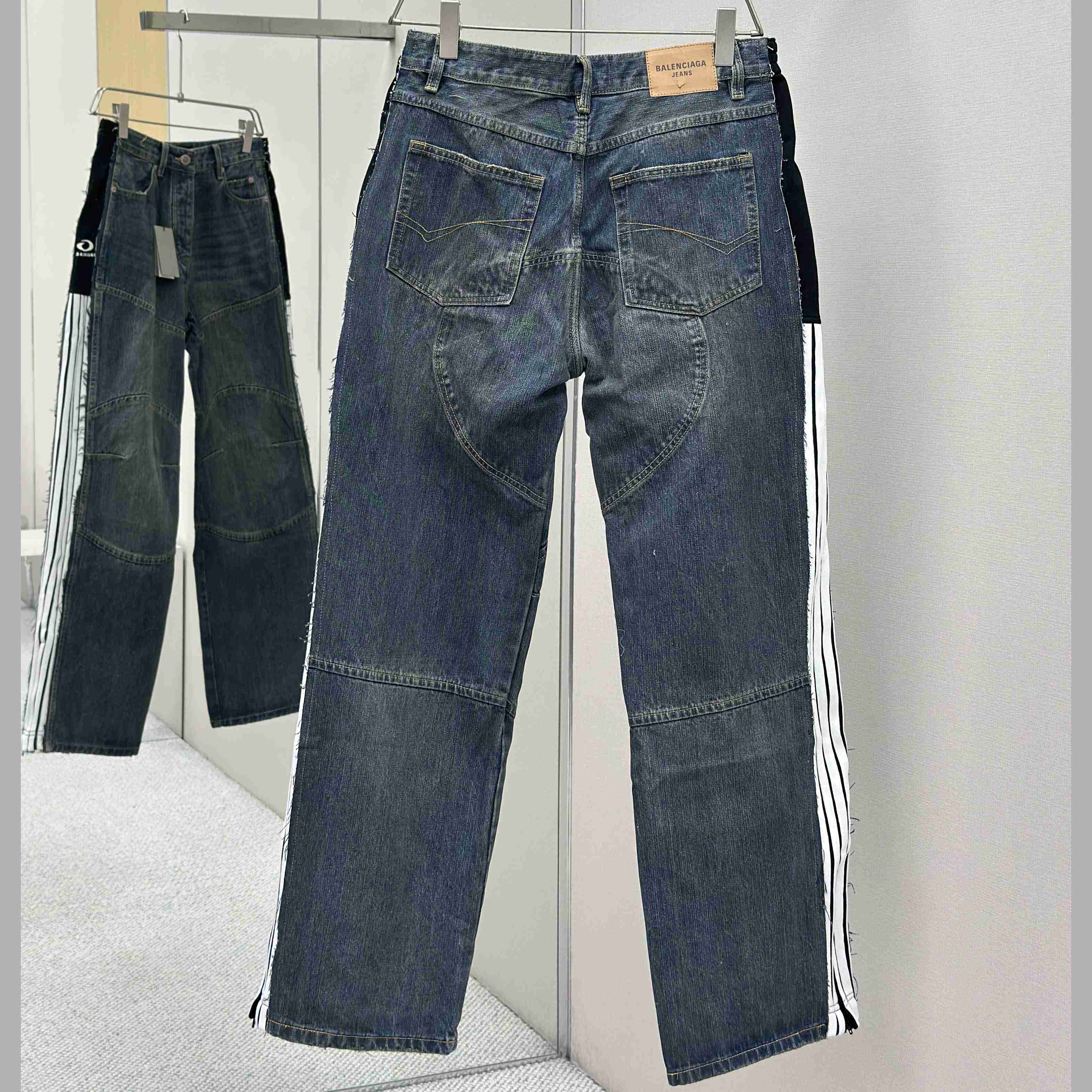 Balenciaga Cut-Up Tracksuit Pants In Blue Denim - EUR FASHION