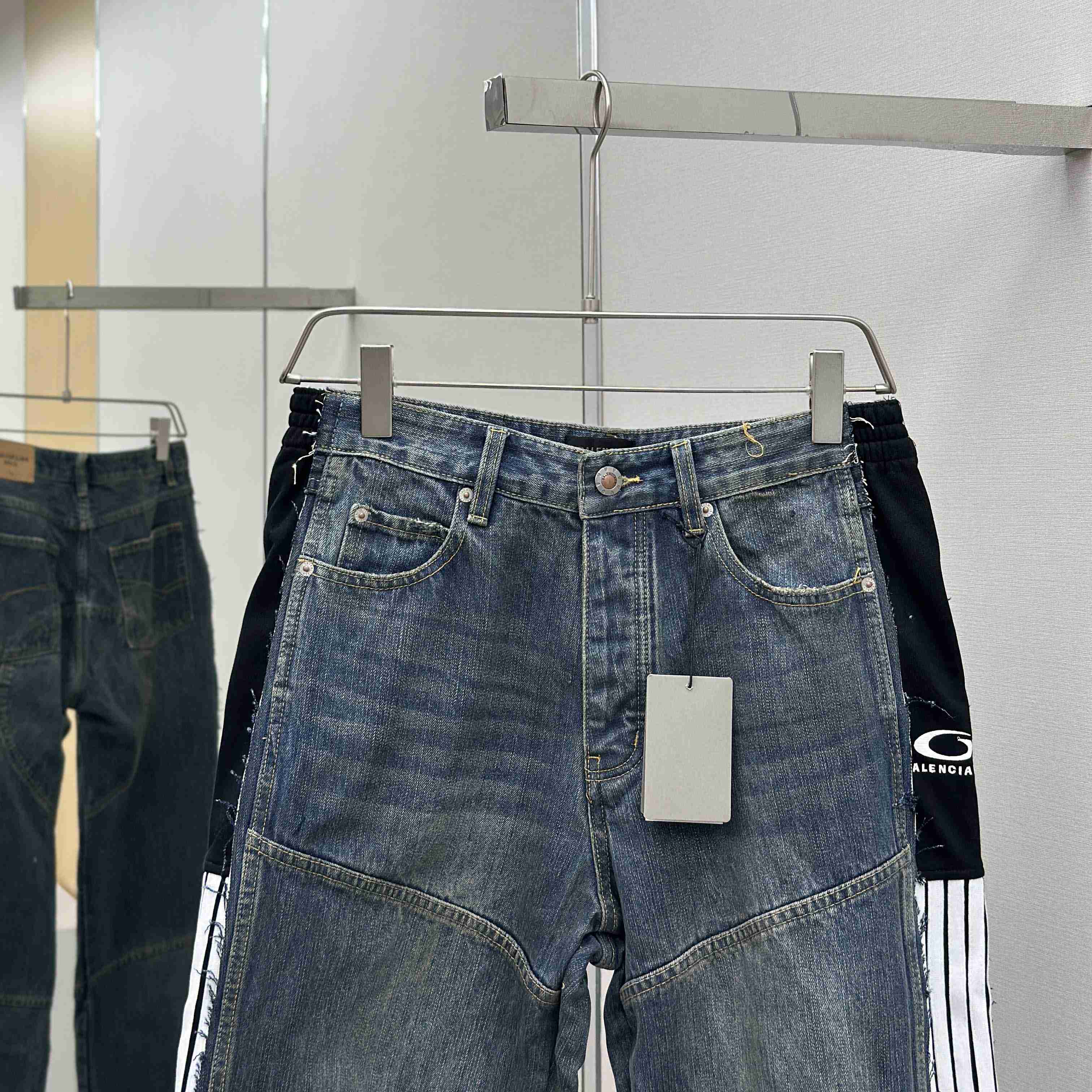 Balenciaga Cut-Up Tracksuit Pants In Blue Denim - EUR FASHION