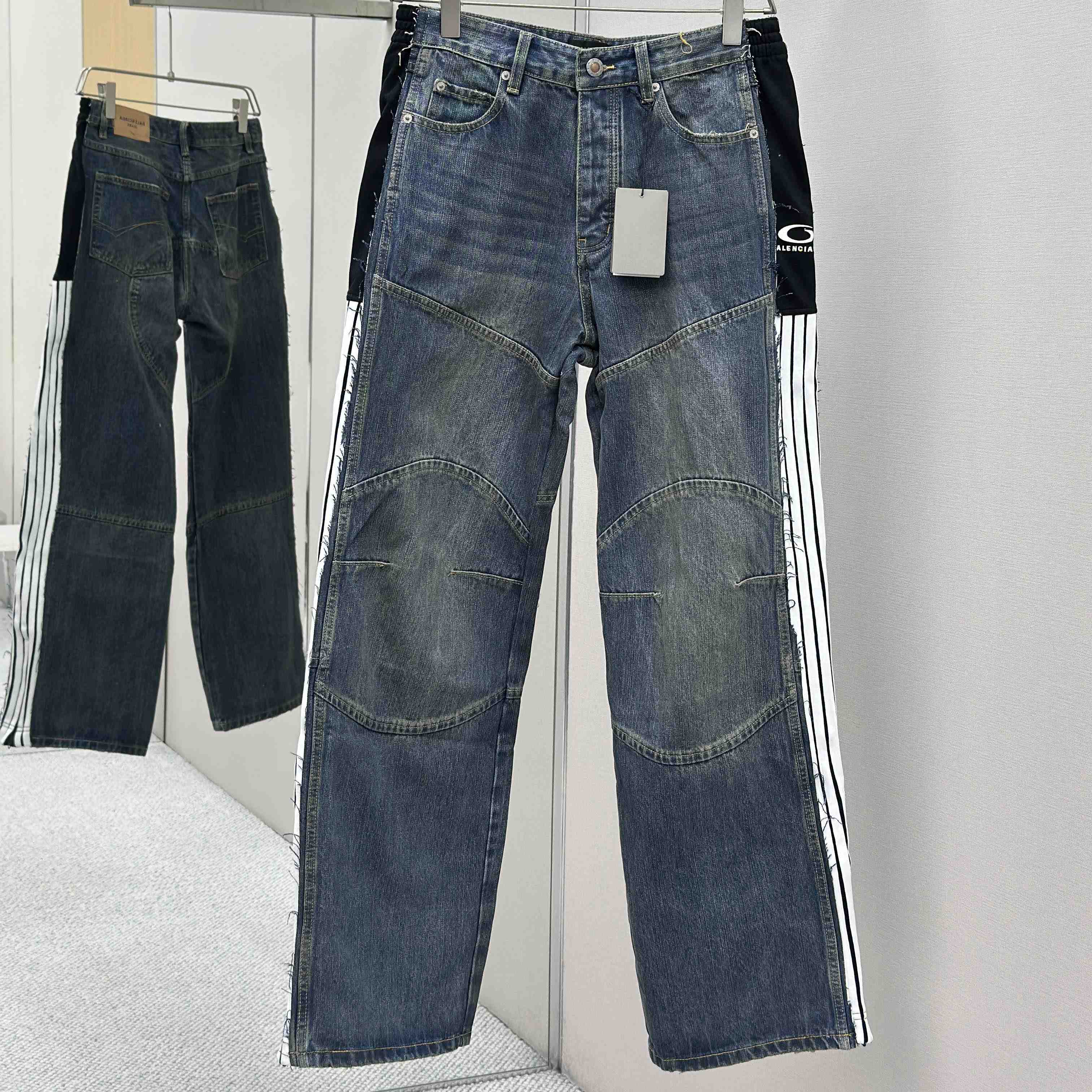 Balenciaga Cut-Up Tracksuit Pants In Blue Denim - EUR FASHION