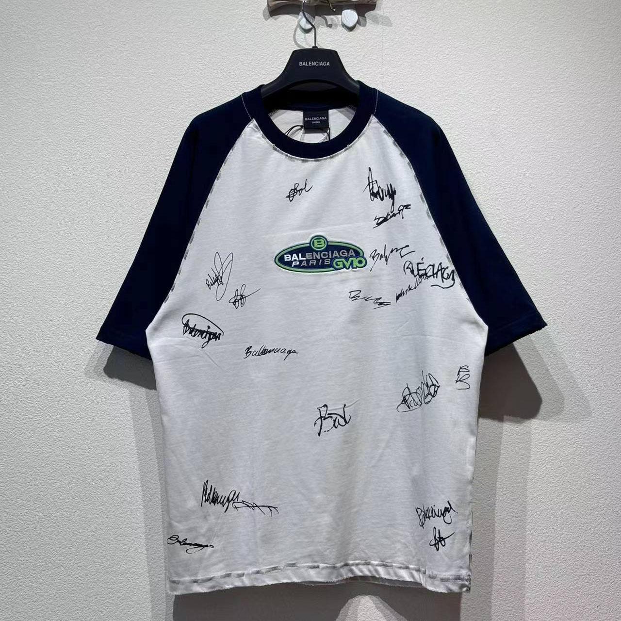 Balenciaga Banana Raglan Oversized T-Shirt In Dirty White And Blue Dry Jersey - EUR FASHION
