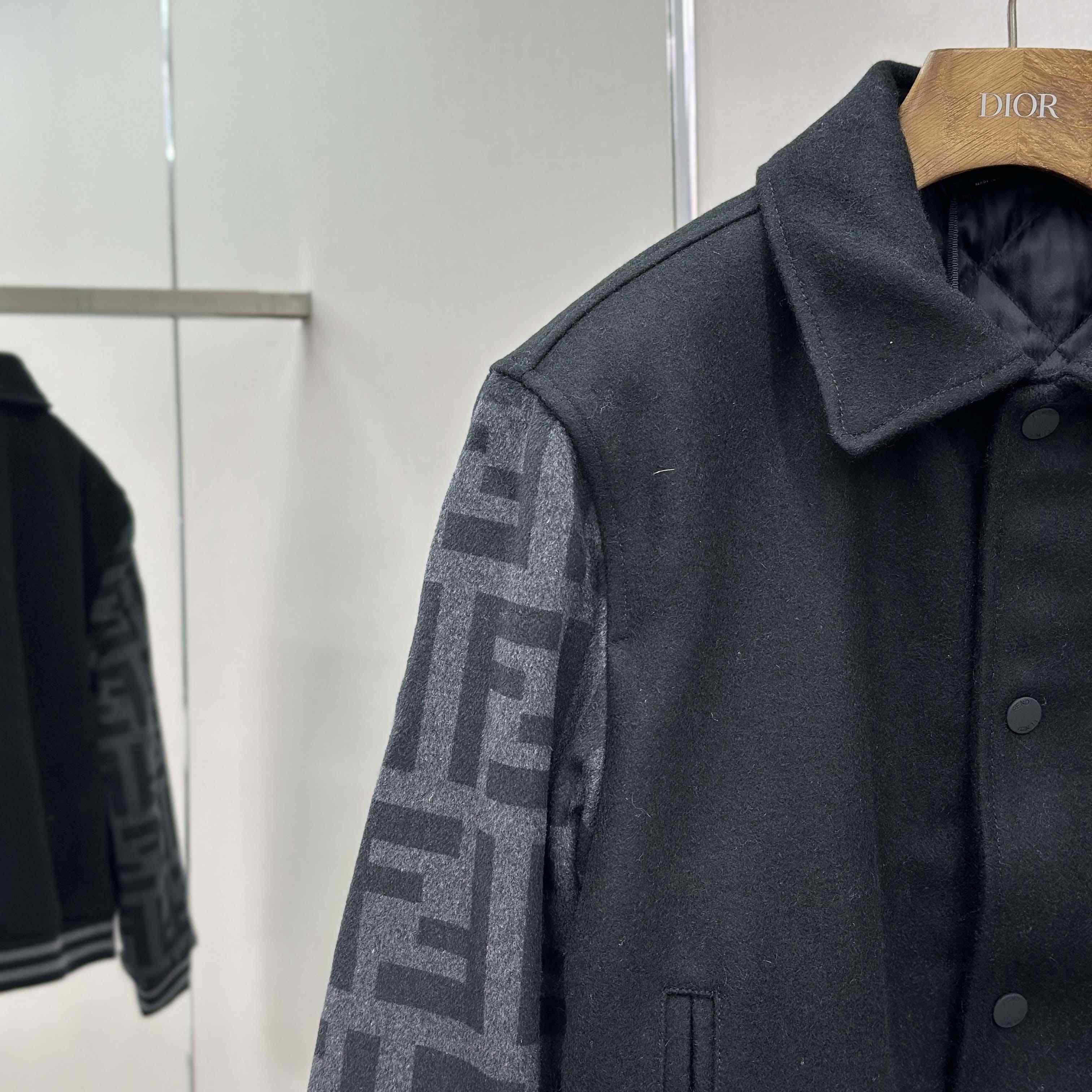 Fendi Black Wool Bomber Jacket - EUR FASHION