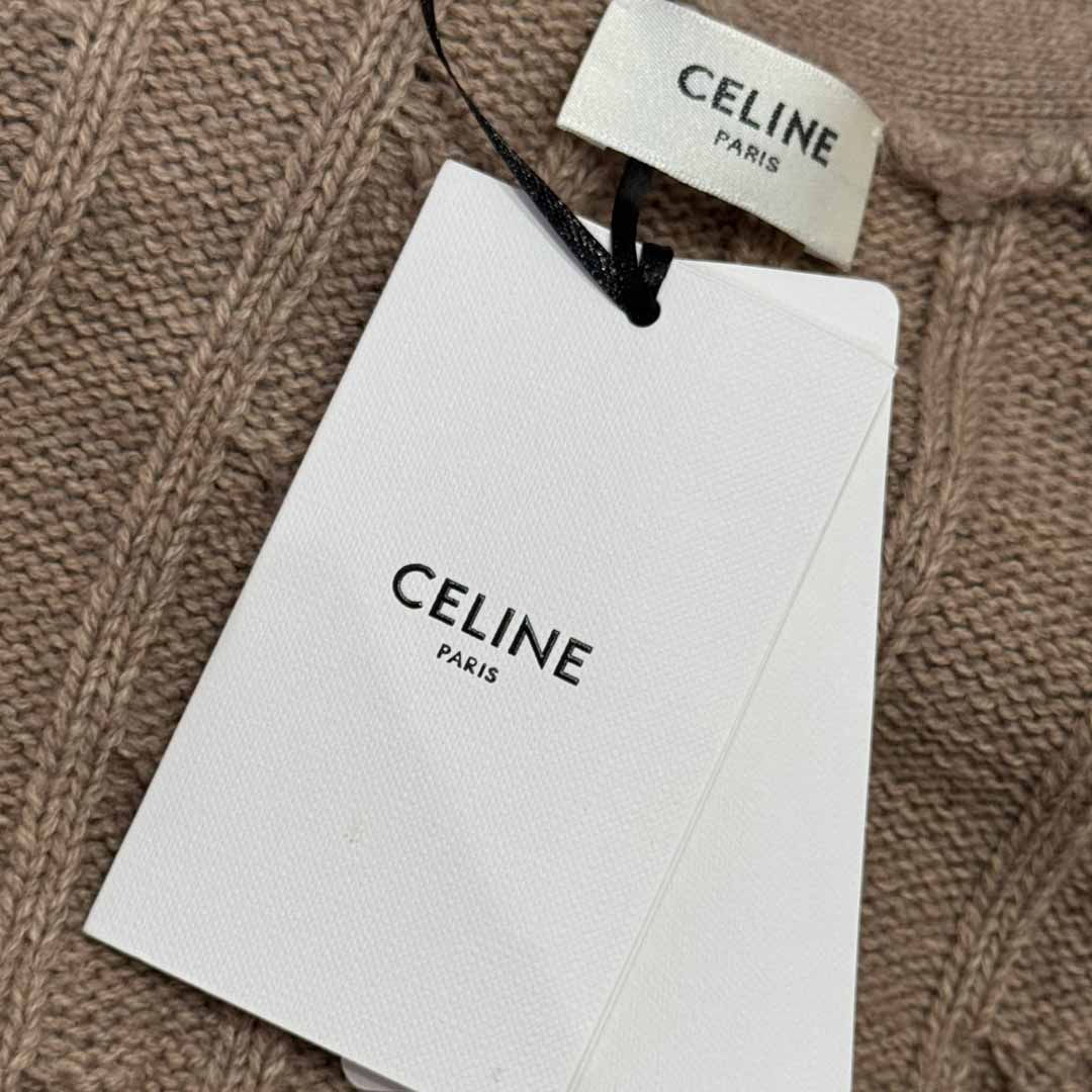 Celine Triomphe Cardigan In Cable-Knit Cashmere - EUR FASHION
