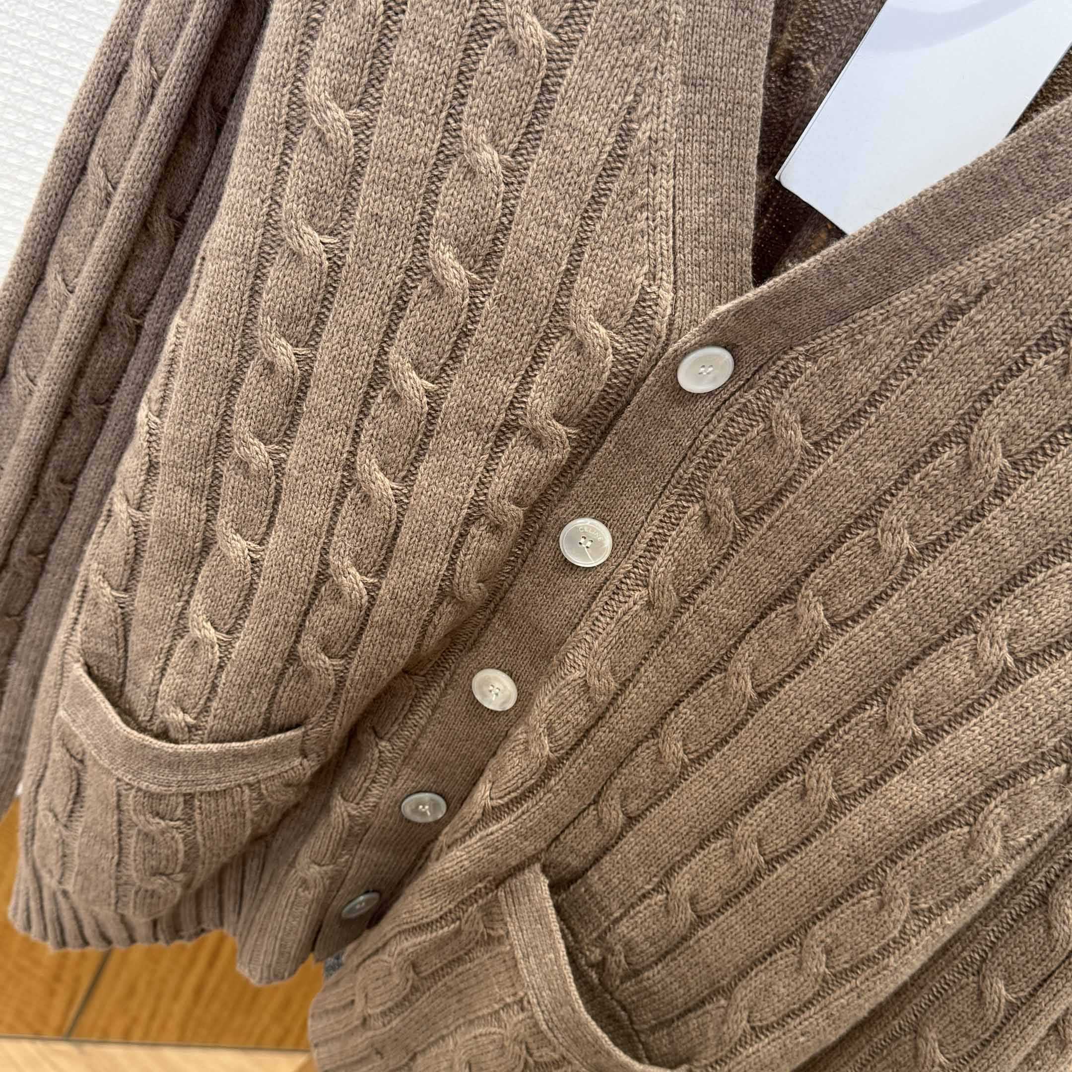 Celine Triomphe Cardigan In Cable-Knit Cashmere - EUR FASHION