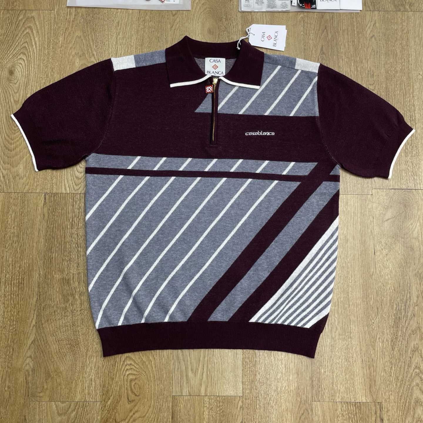 Casablanca Merino Diagonal Tennis Polo   Z6025 - EUR FASHION