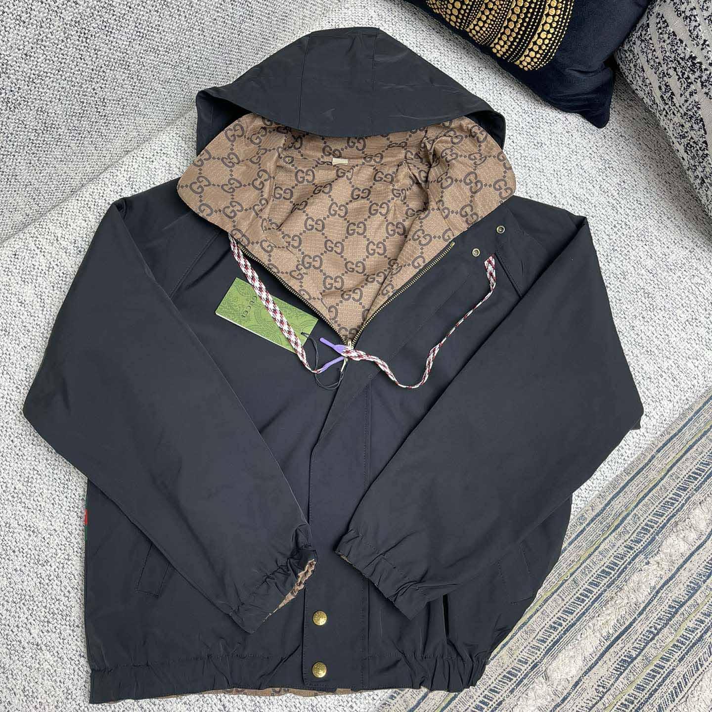 Gucci Reversible Monogrammed Shell Hooded Jacket - EUR FASHION