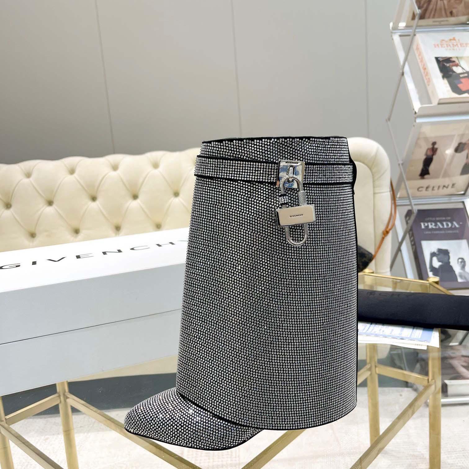 Givenchy Shark Lock Leather Knee-high Boots - EUR FASHION