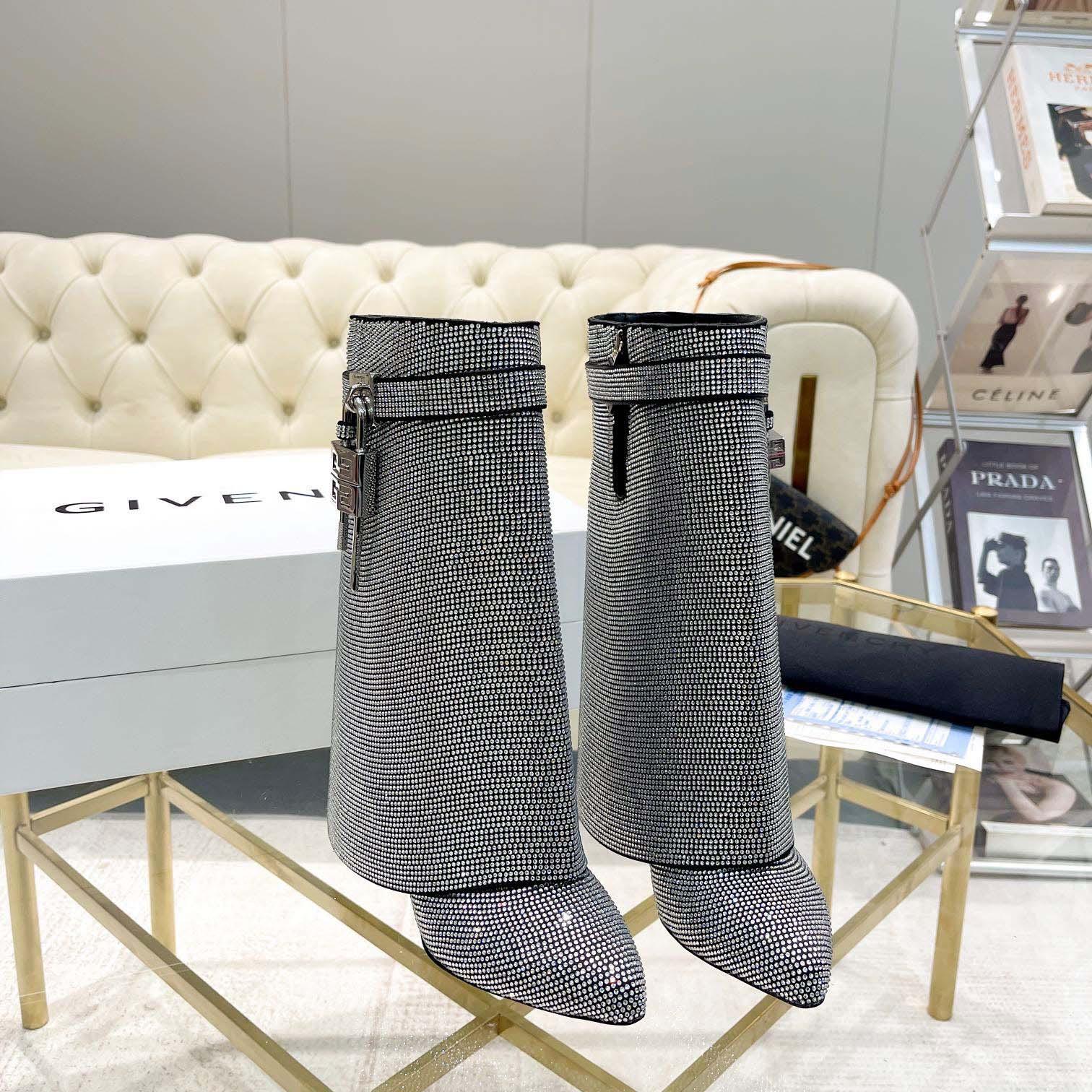 Givenchy Shark Lock Leather Knee-high Boots - EUR FASHION