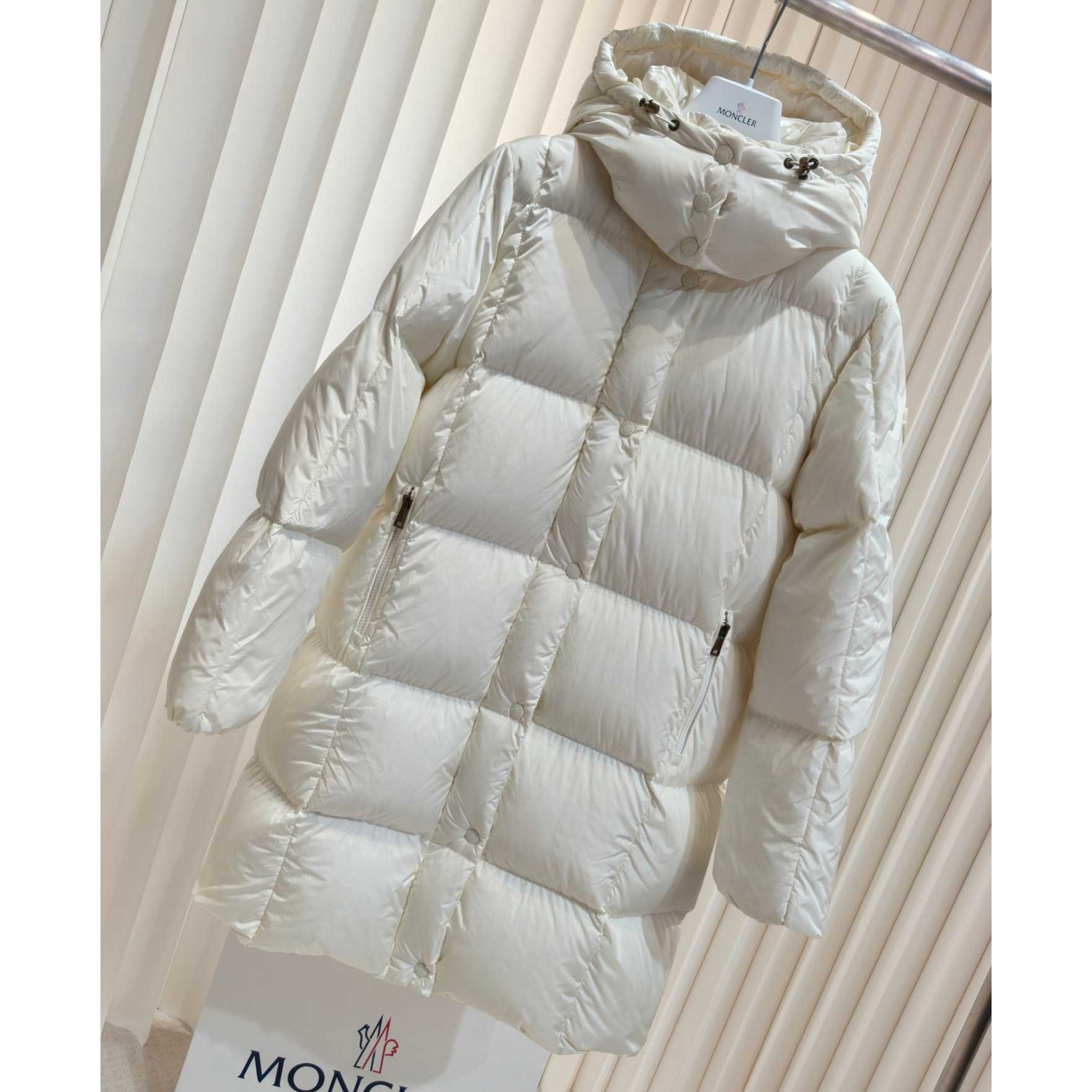Moncler Litte Square-Quilted Hooded Long Down Jacket - EUR FASHION