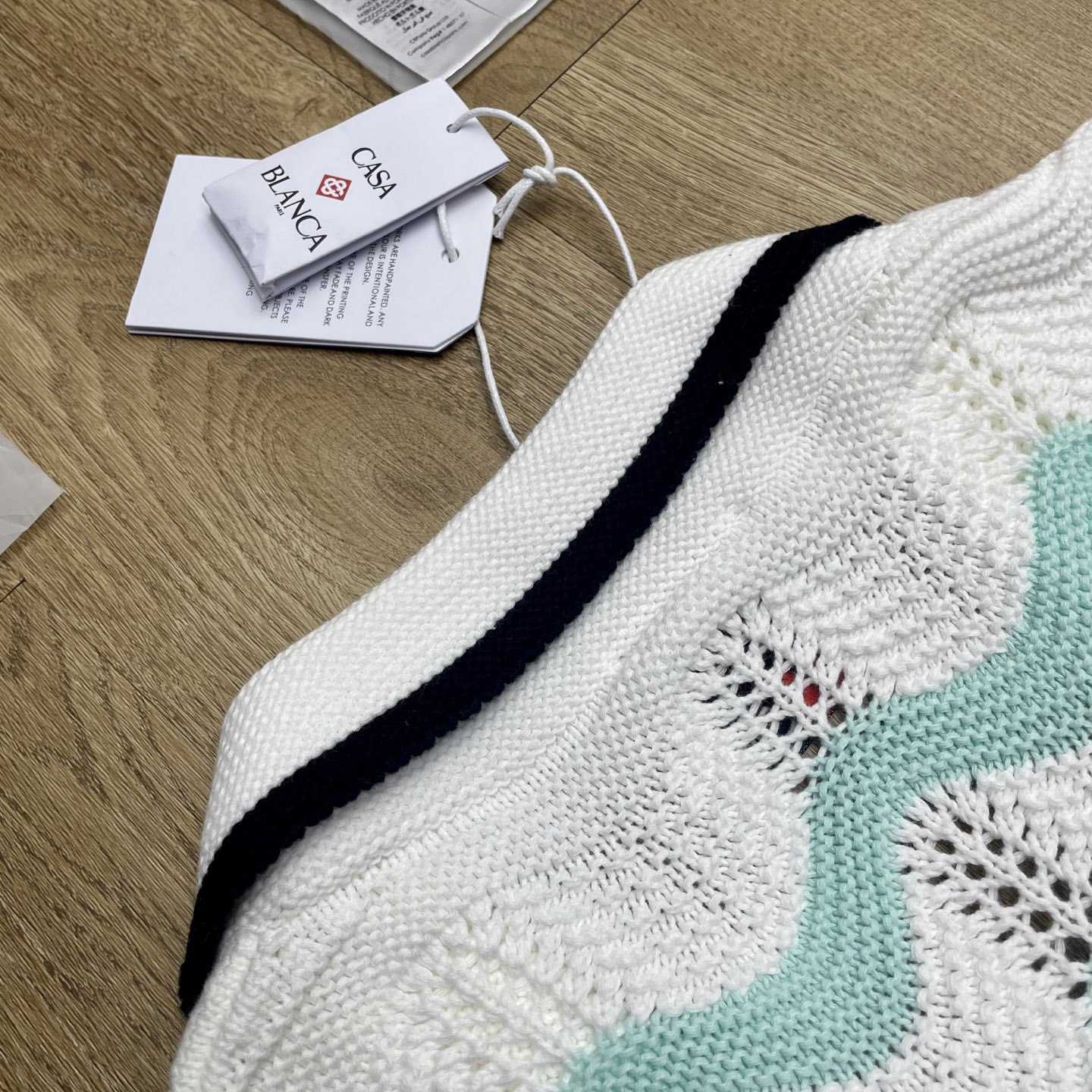 Casablanca Gradient Wave Cotton Crochet Short Sleeve Shirt   D0110 - EUR FASHION