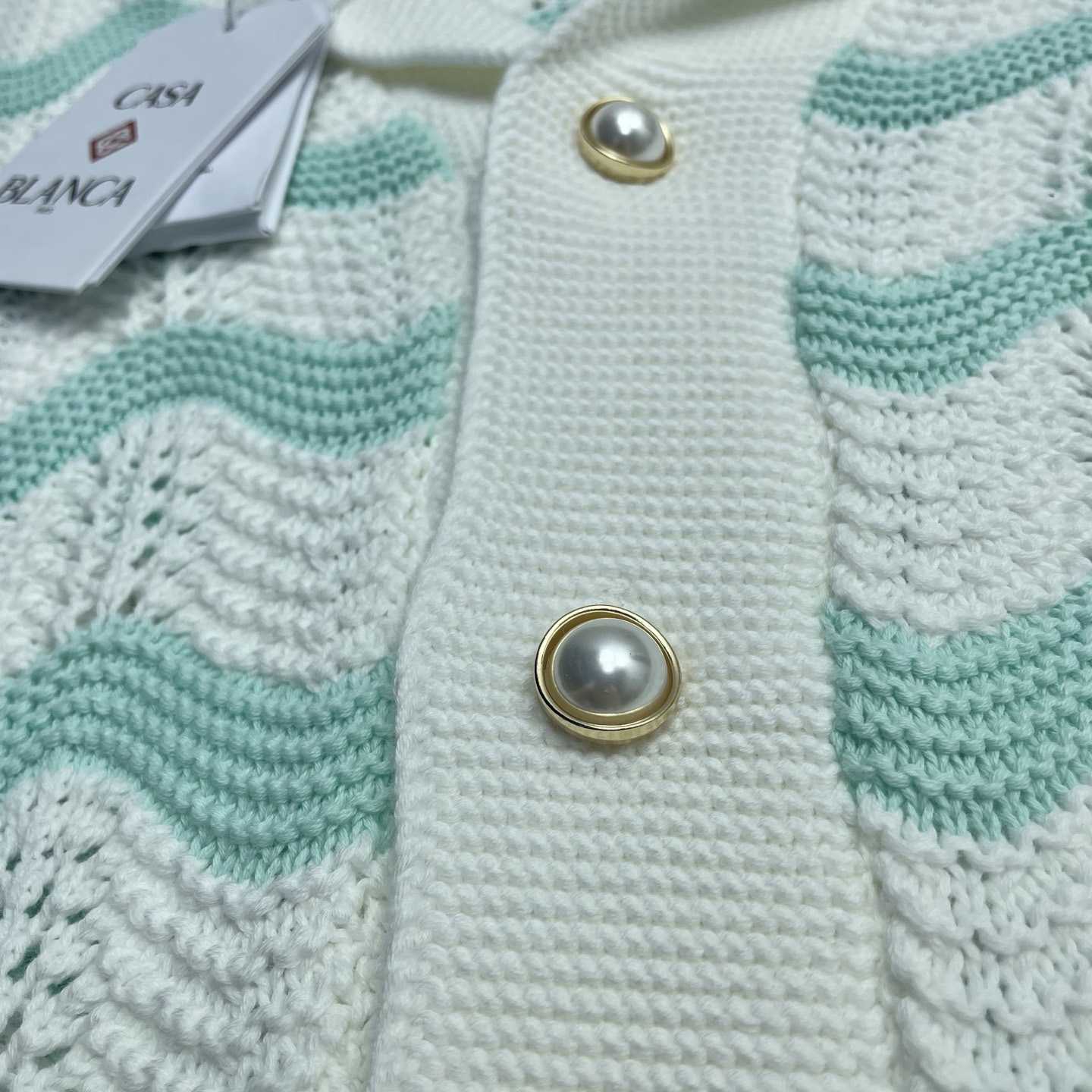 Casablanca Gradient Wave Cotton Crochet Short Sleeve Shirt   D0110 - EUR FASHION