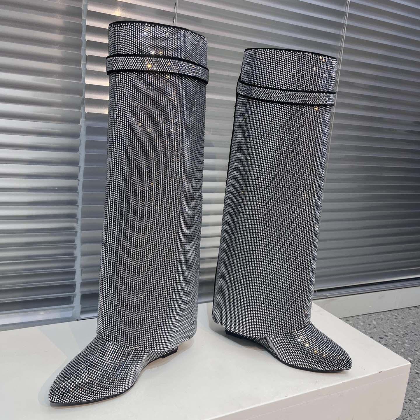 Givenchy Shark Lock Leather Knee-high Boots - EUR FASHION