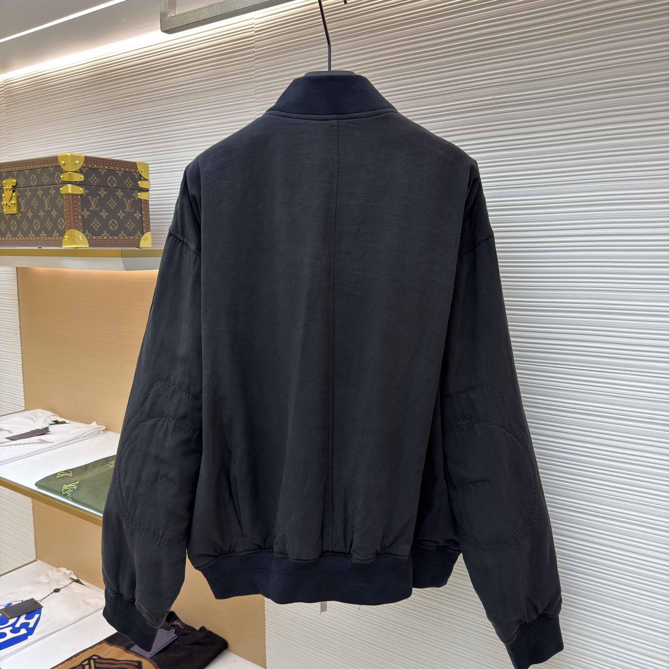 Dior x Stone Island Habotai Silk Blend Bomber Jacket Black  - EUR FASHION