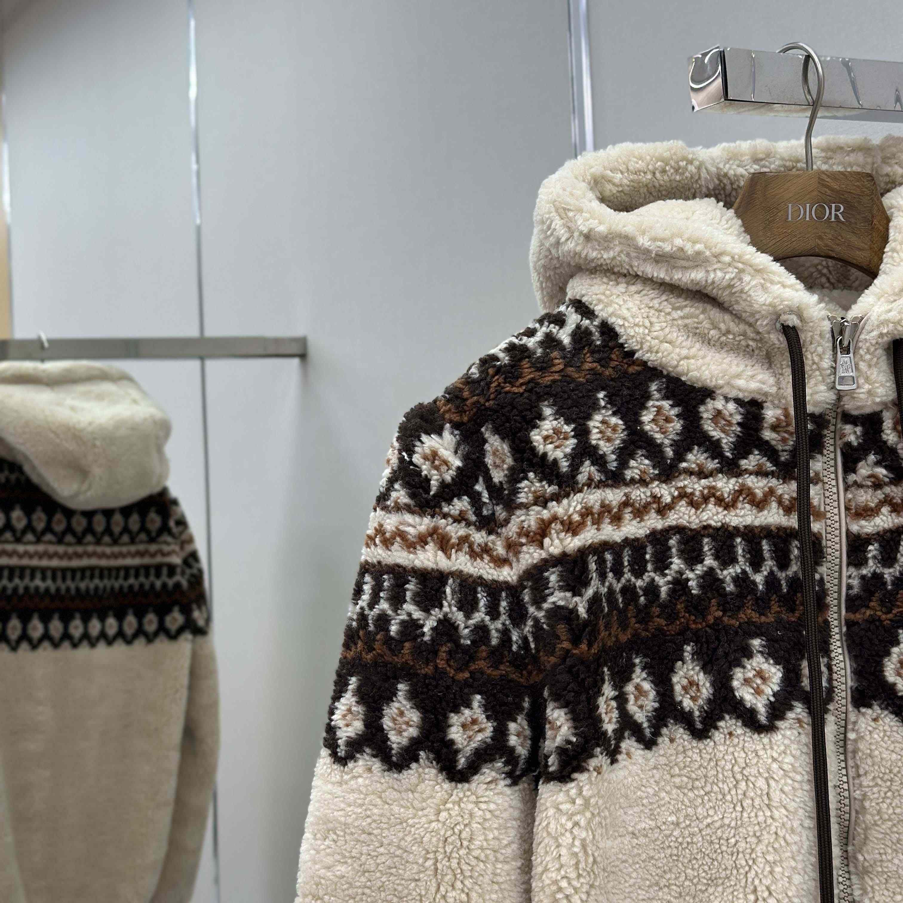 Moncler Geometric Jacquard Wool Blend Hoodie - EUR FASHION