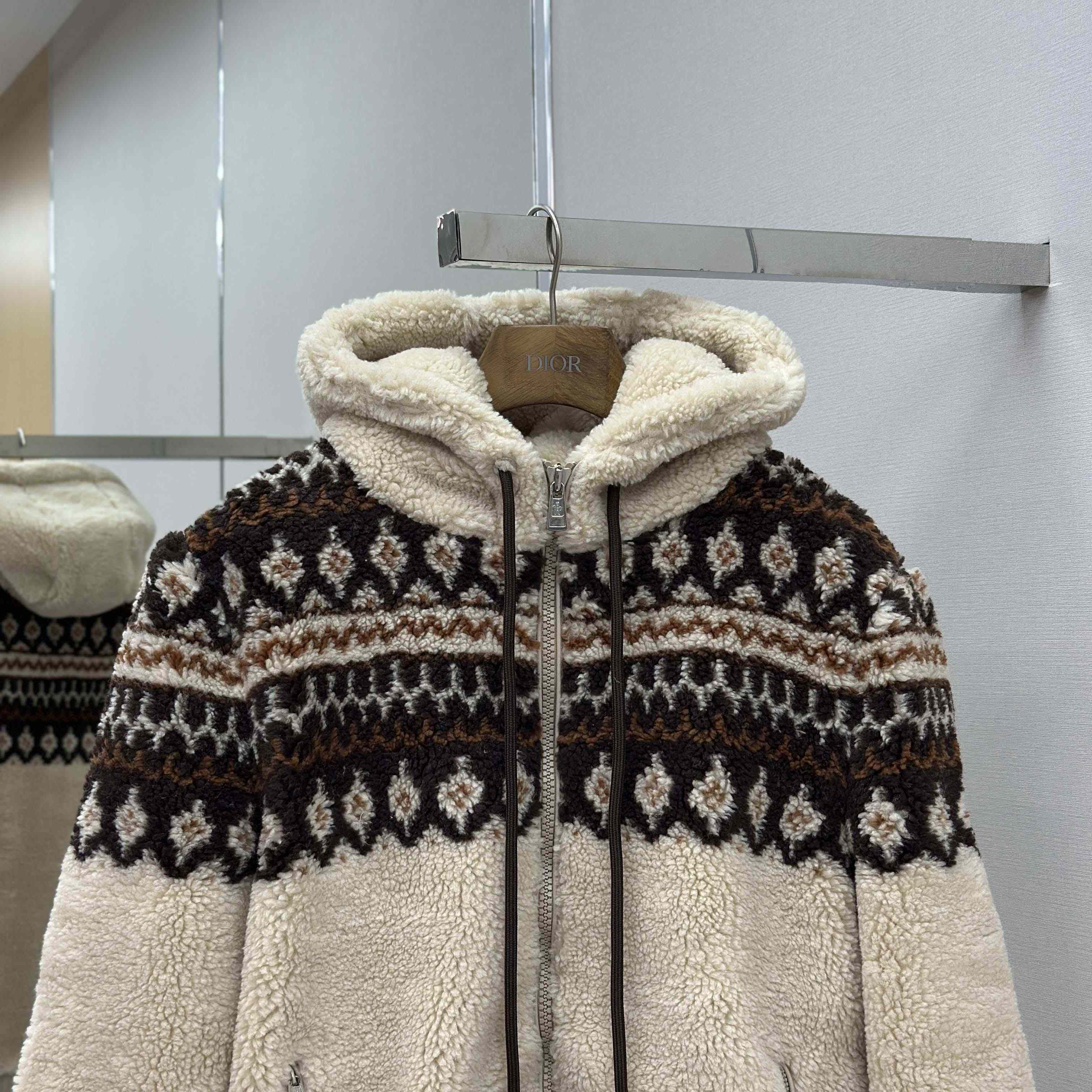 Moncler Geometric Jacquard Wool Blend Hoodie - EUR FASHION