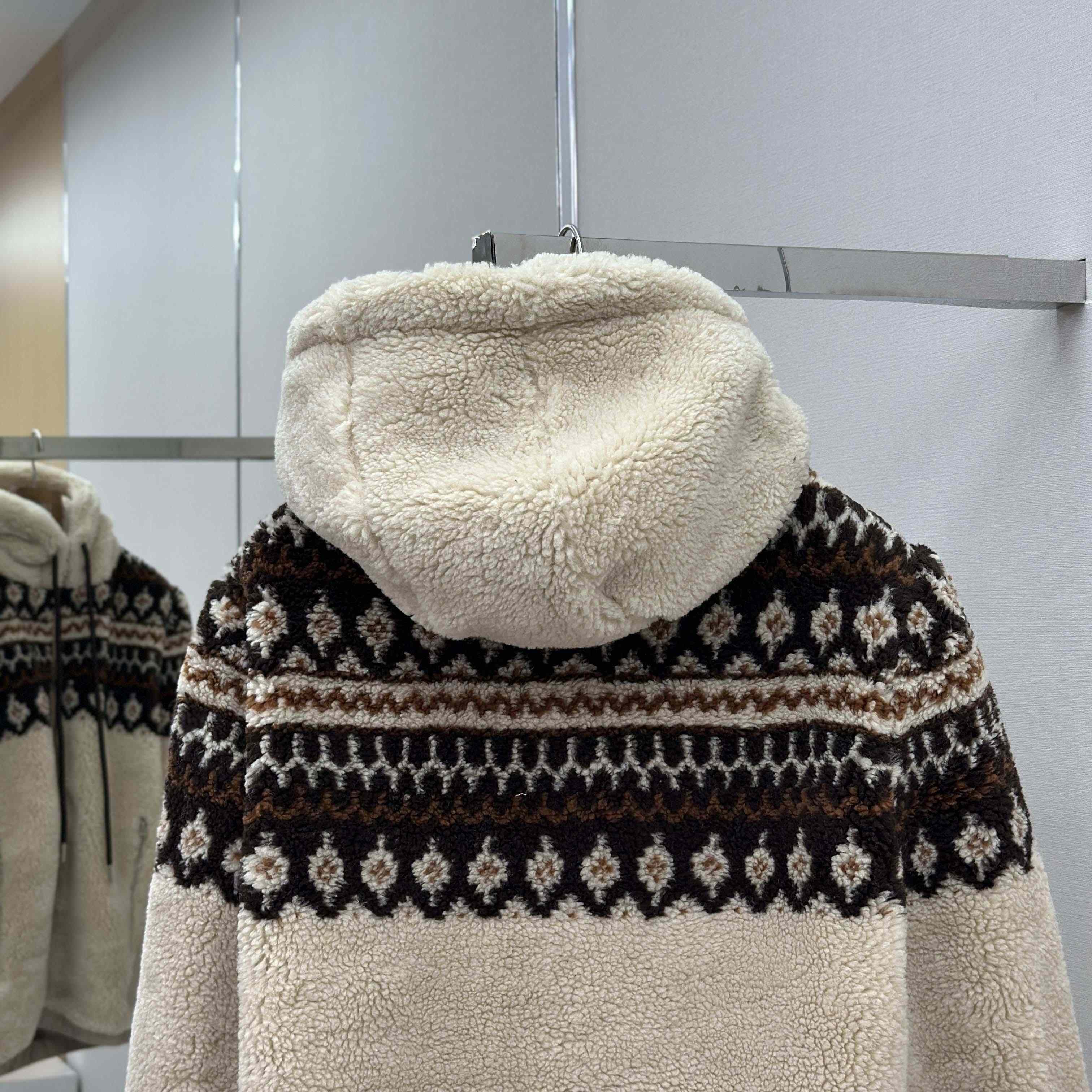 Moncler Geometric Jacquard Wool Blend Hoodie - EUR FASHION