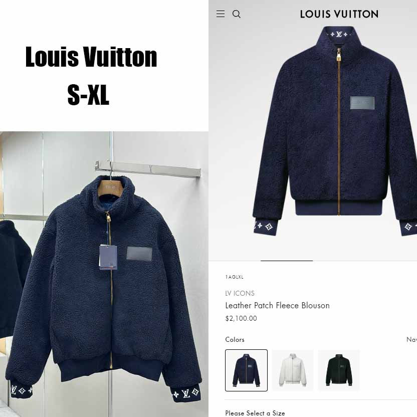 Louis Vuitton Leather Patch Fleece Blouson   1AGLXL - EUR FASHION