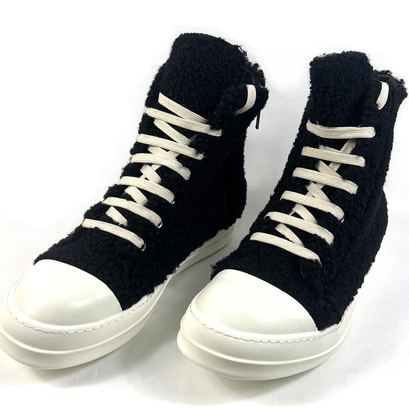 Rick Owens Fur High Top Sneakers - EUR FASHION