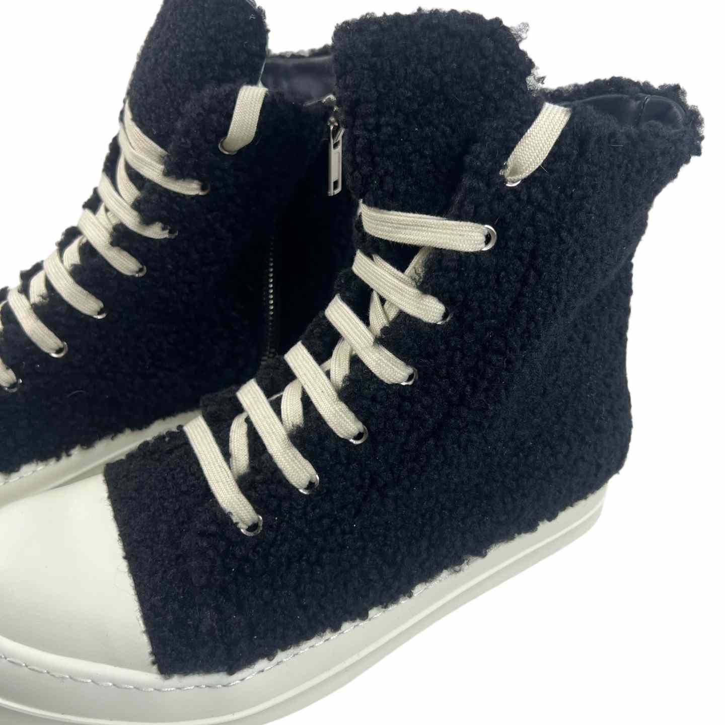 Rick Owens Fur High Top Sneakers - EUR FASHION