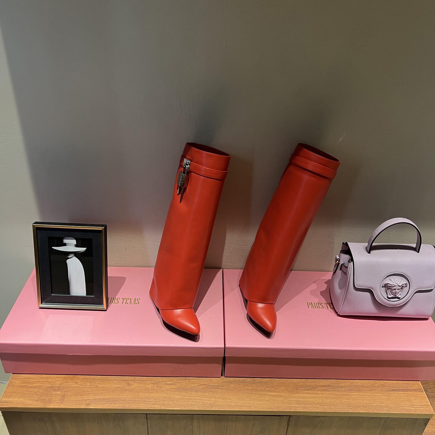 Givenchy Shark Lock Leather Knee-high Boots - EUR FASHION