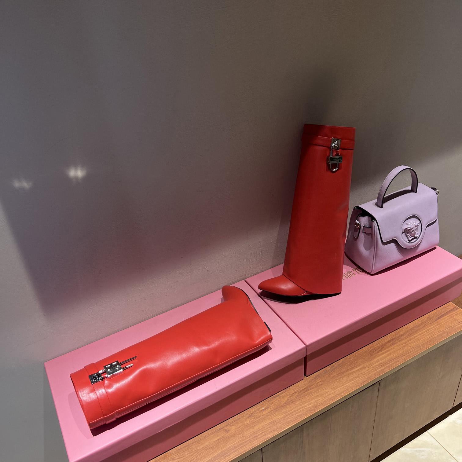 Givenchy Shark Lock Leather Knee-high Boots - EUR FASHION