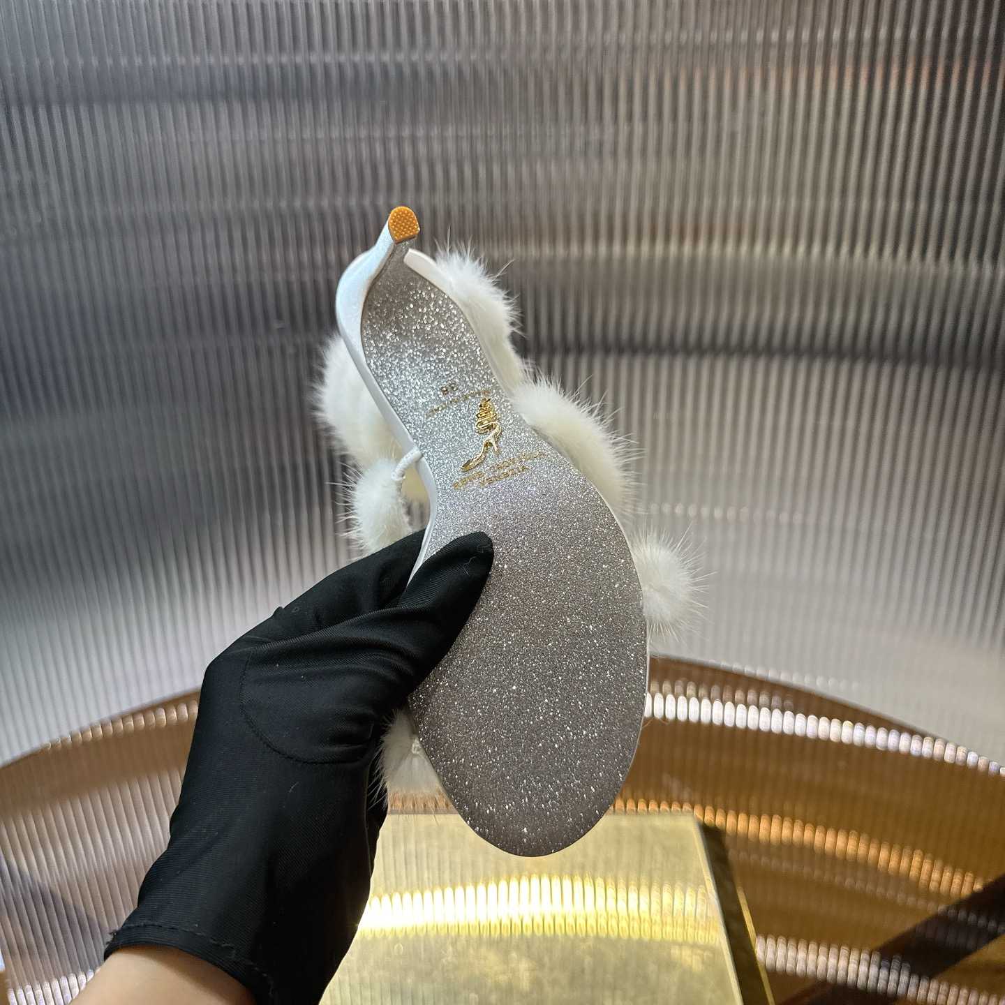 Rene Caovilla Lapin Fur-embellished 95mm Sandal   - EUR FASHION