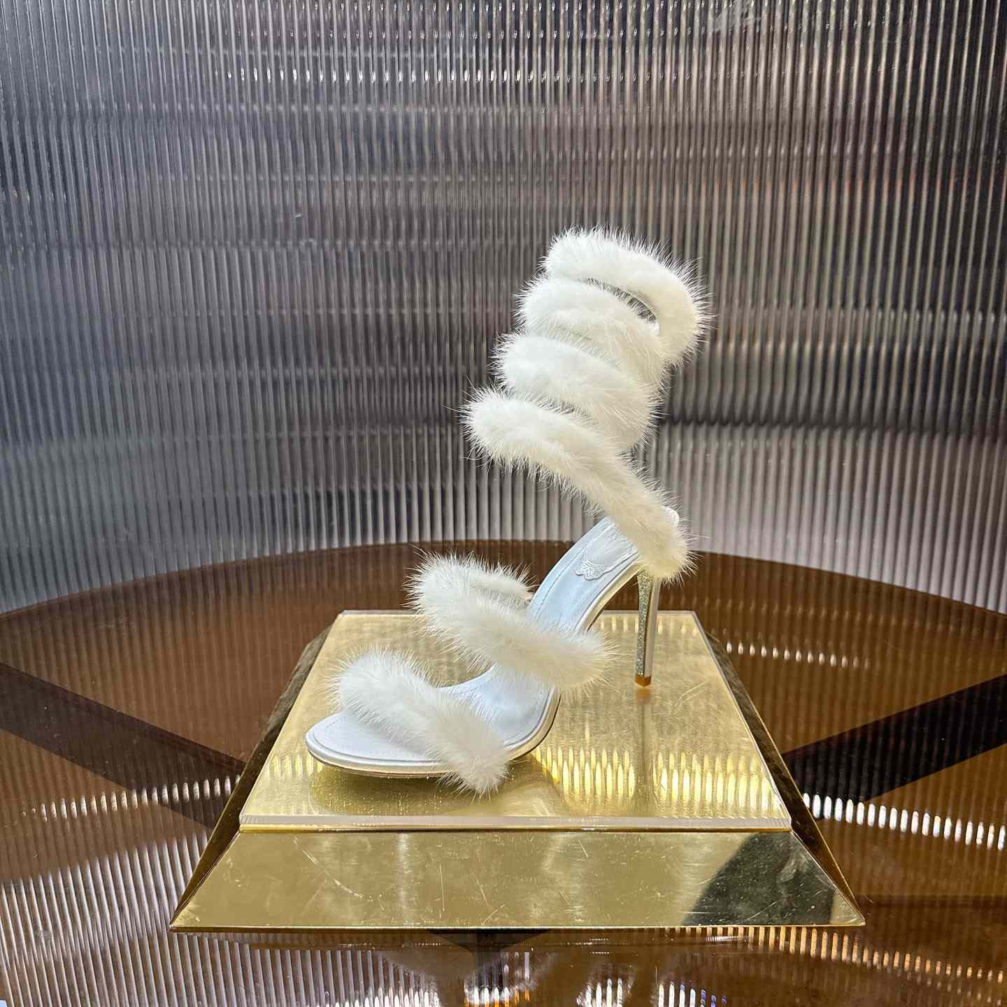 Rene Caovilla Lapin Fur-embellished 95mm Sandal   - EUR FASHION