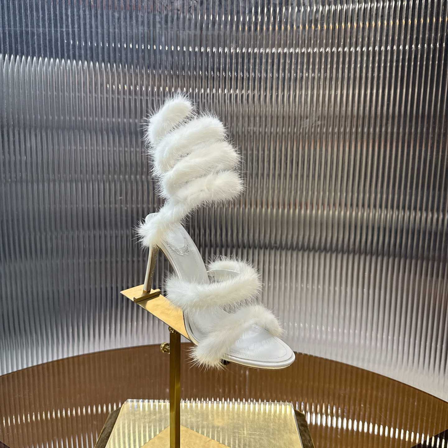 Rene Caovilla Lapin Fur-embellished 95mm Sandal   - EUR FASHION