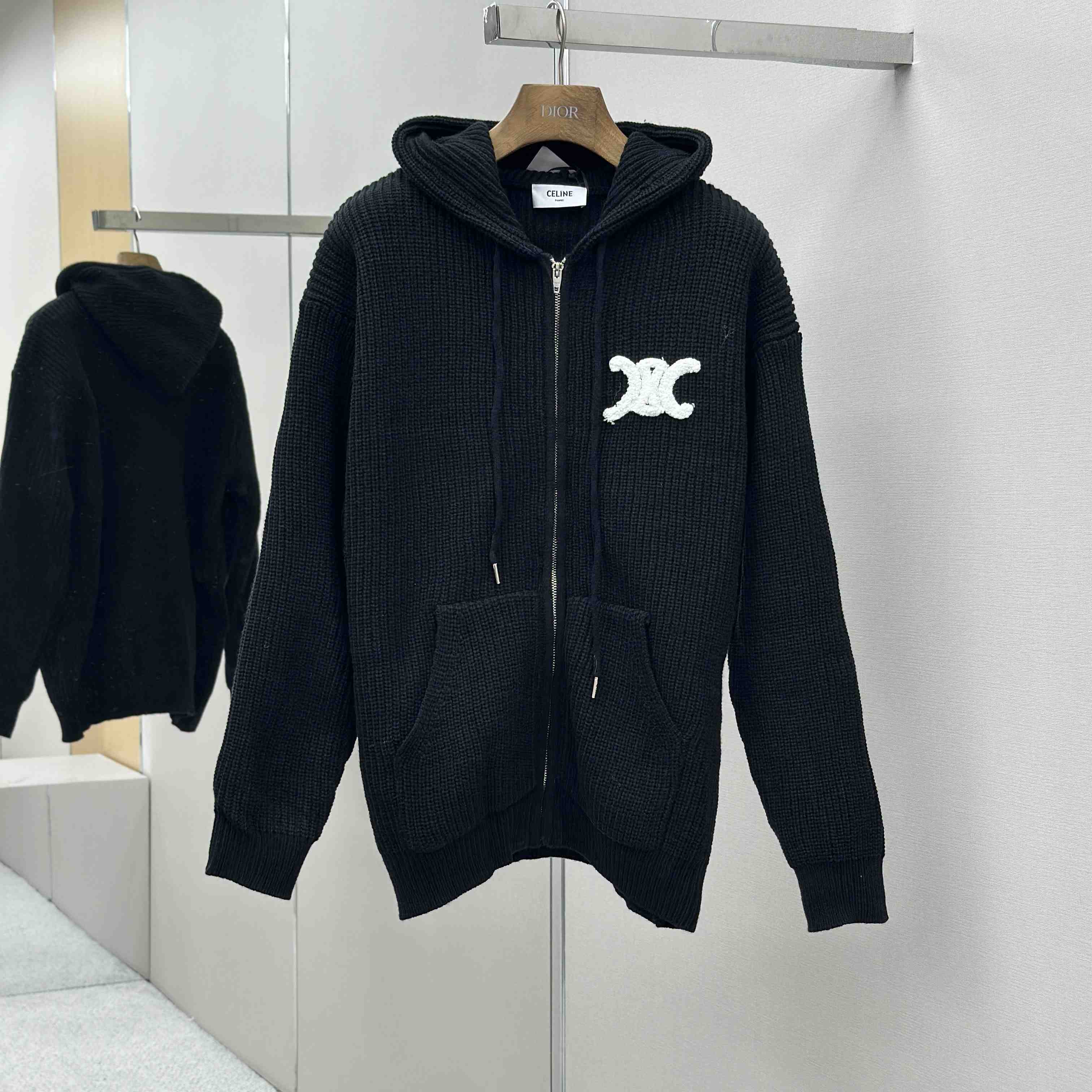 Celine Hooded Cardigan In Ribbed Wool - EUR FASHION