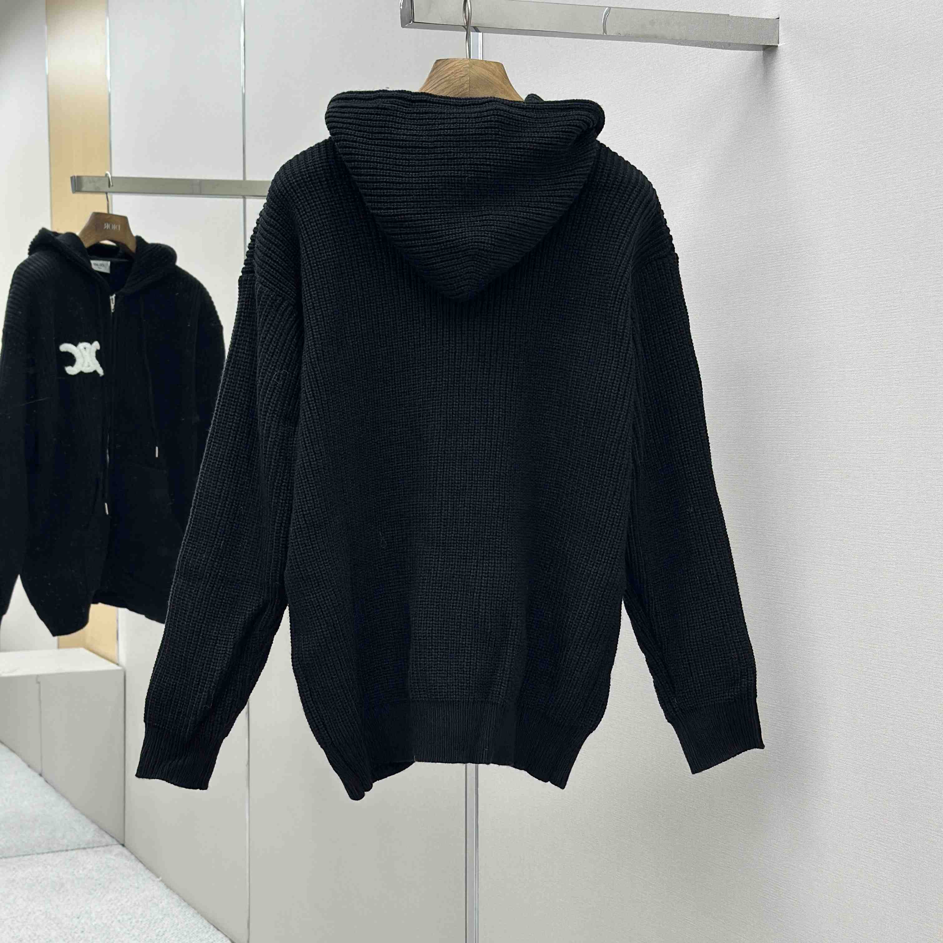 Celine Hooded Cardigan In Ribbed Wool - EUR FASHION