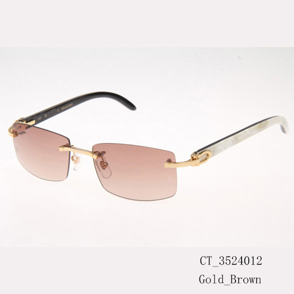Cartier CT_3524012 White Mix Black Buffalo Sunglasses In Gold Brown - EUR FASHION