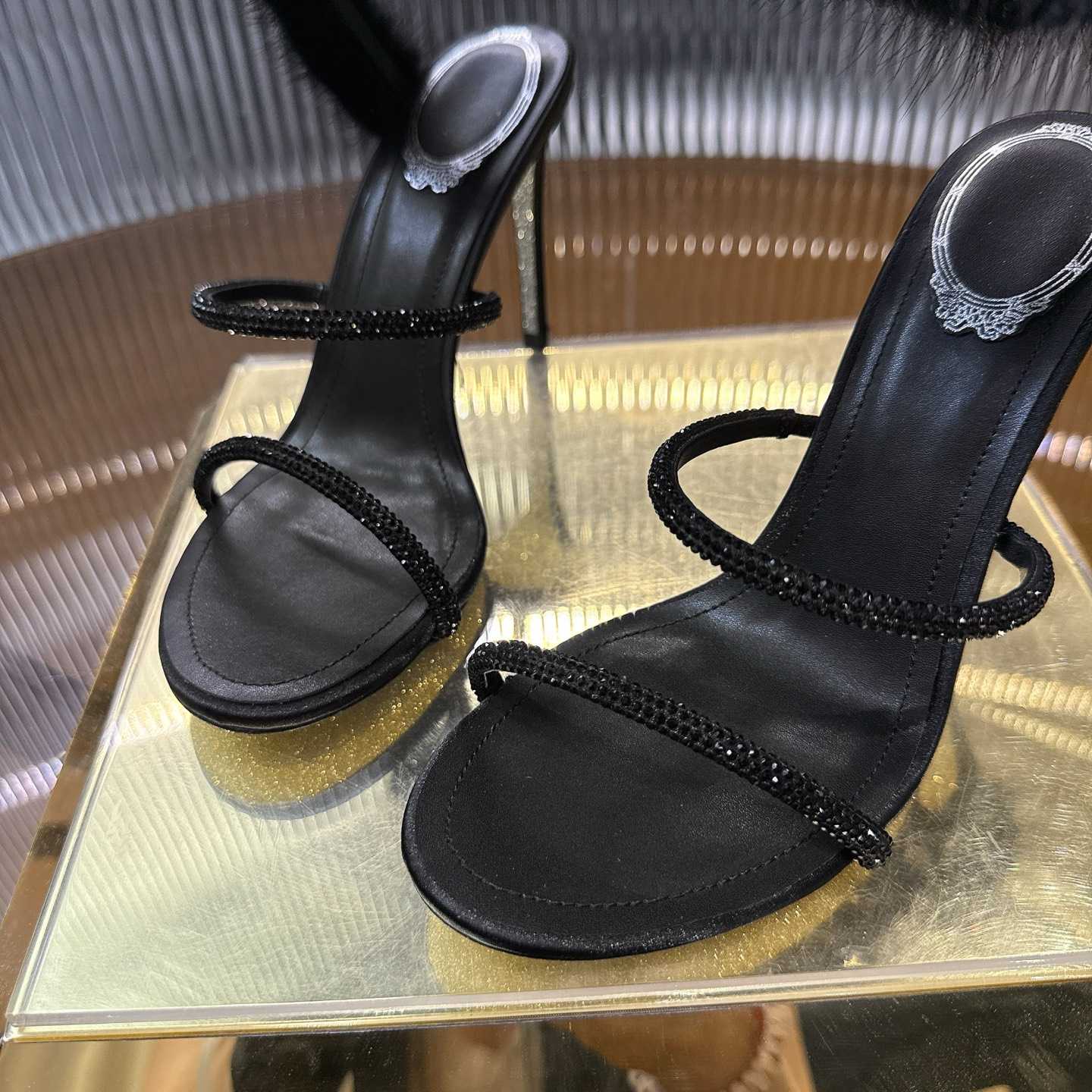 Rene Caovilla Lapin Fur-embellished 95mm Sandal   - EUR FASHION