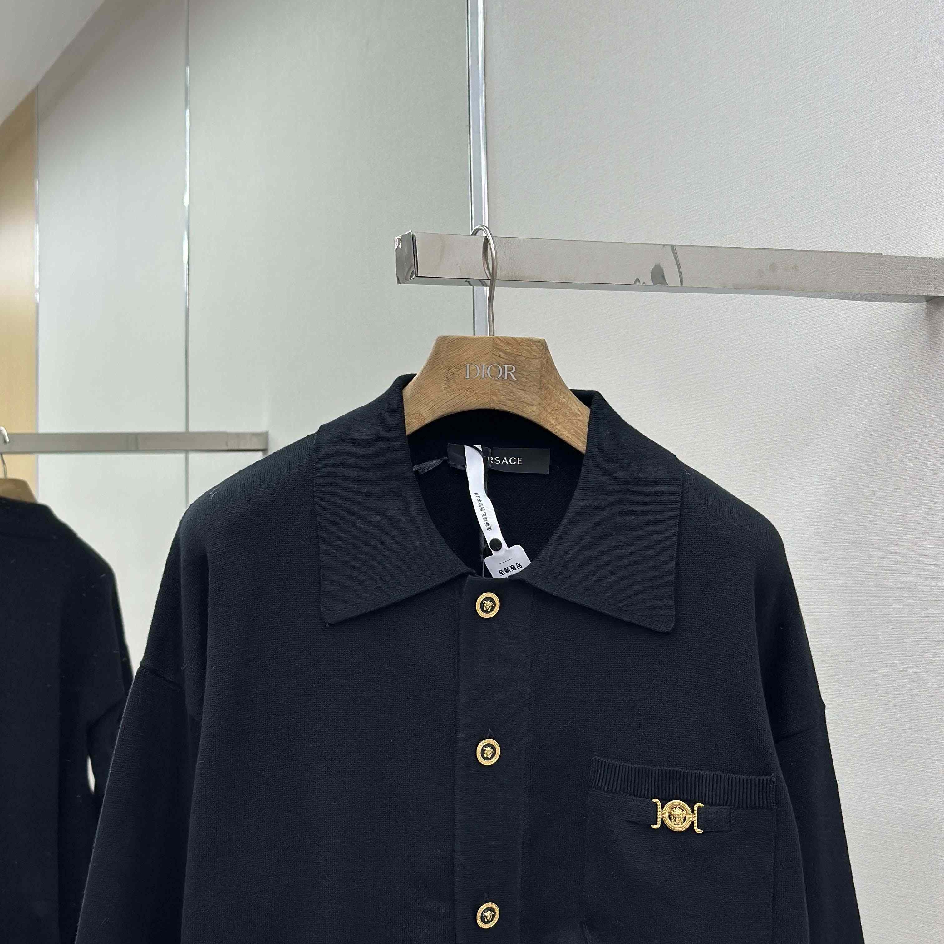 Versace Cashmere-Blend Knit Polo Cardigan - EUR FASHION