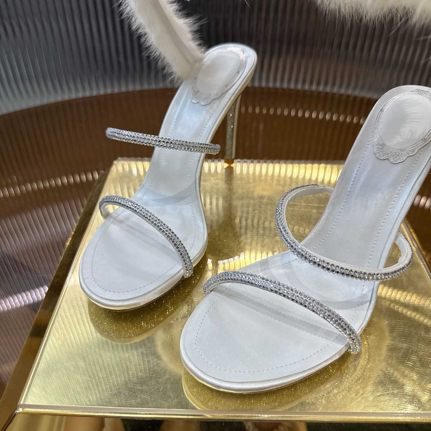 Rene Caovilla Lapin Fur-embellished 95mm Sandal   - EUR FASHION