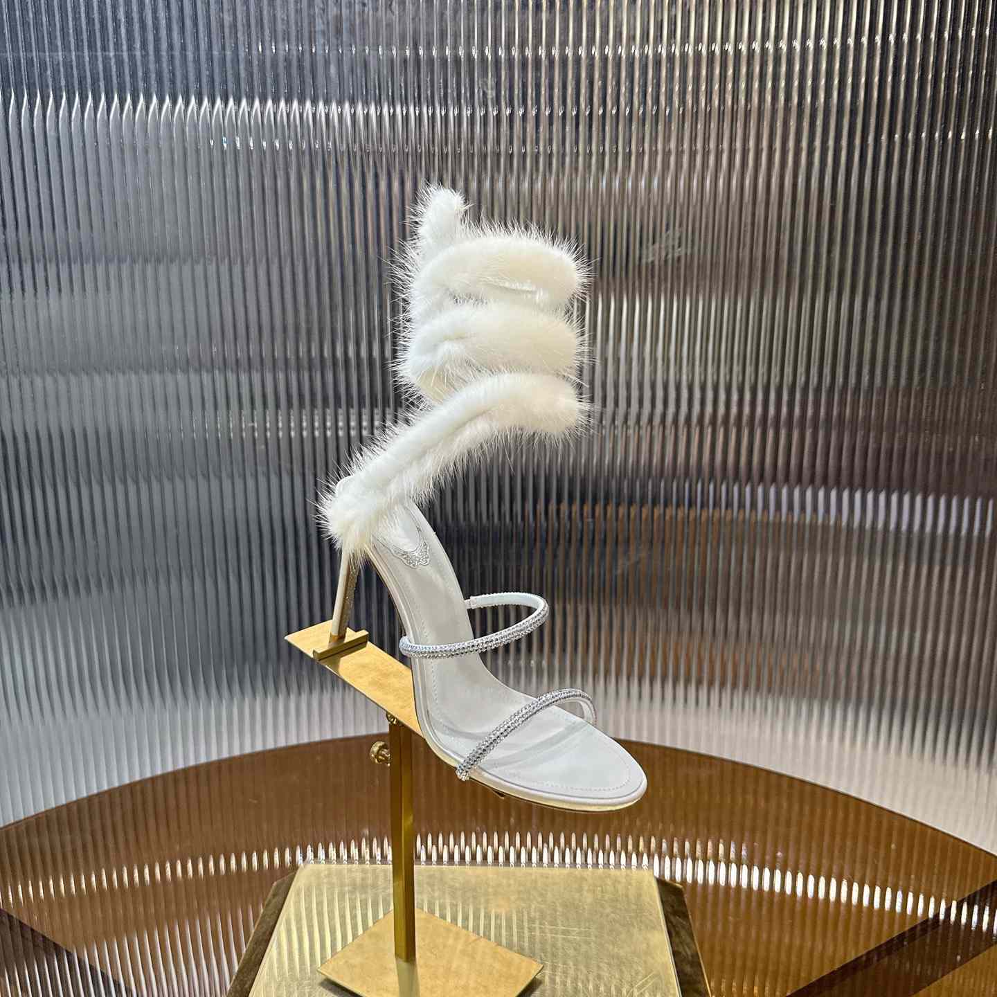 Rene Caovilla Lapin Fur-embellished 95mm Sandal   - EUR FASHION