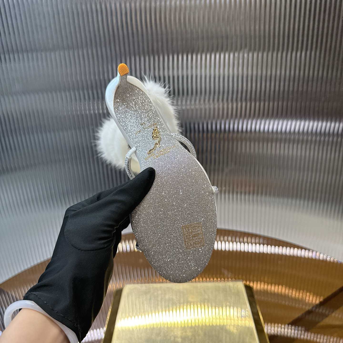 Rene Caovilla Lapin Fur-embellished 95mm Sandal   - EUR FASHION