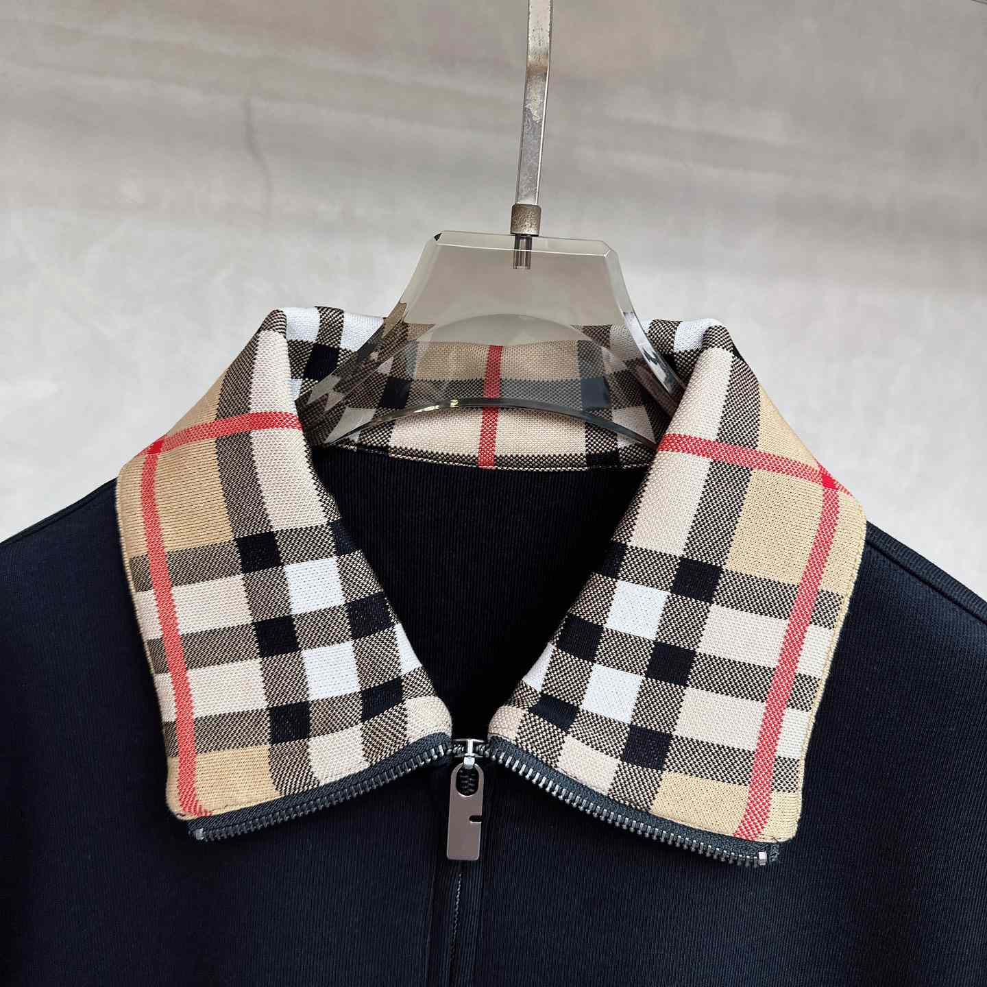Burberry Check Collar Cotton Half-zip Sweatshirt - EUR FASHION